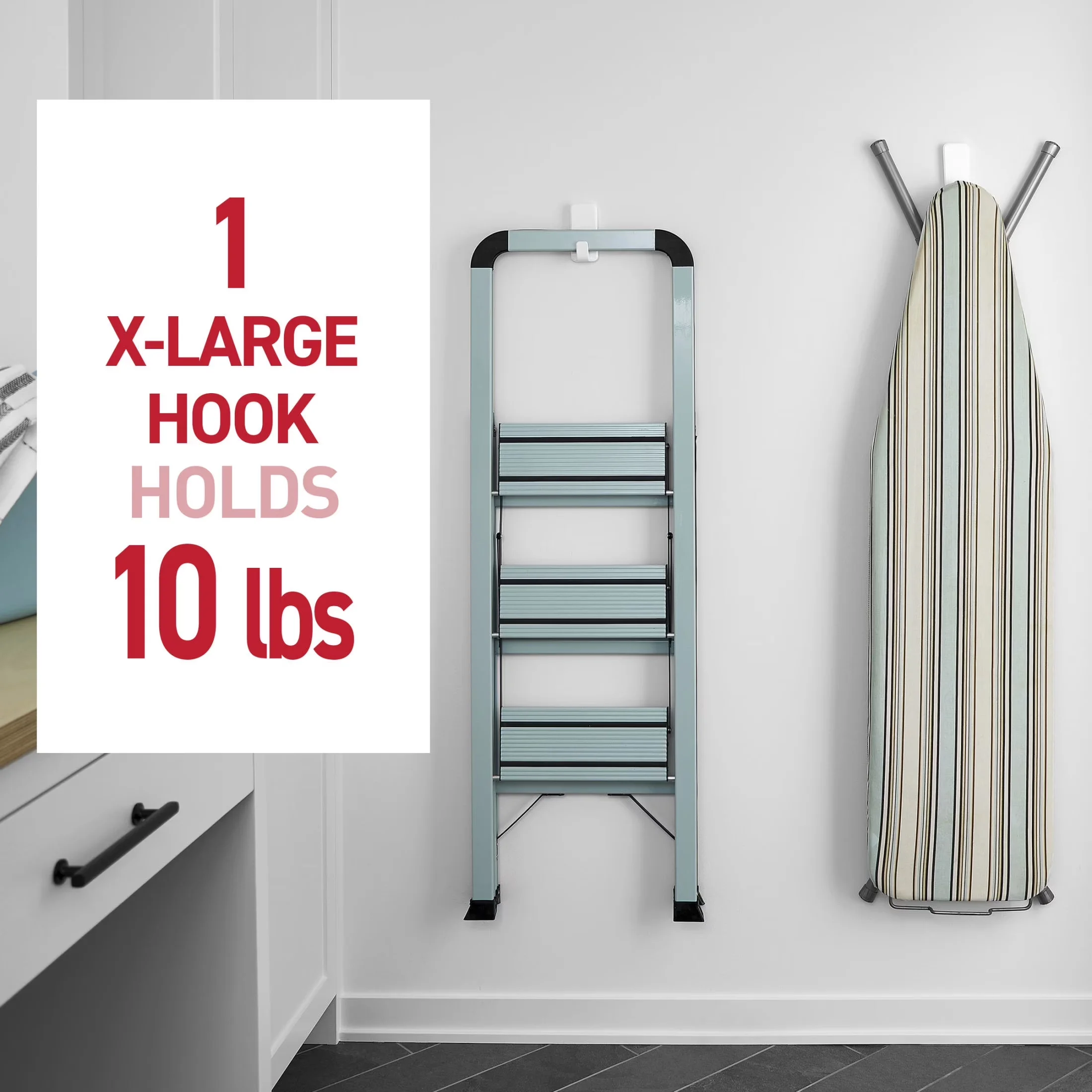 Damage-Free Hanging Modern with Easy Installation, Wall-Mountable - White Plastic Model D682F7