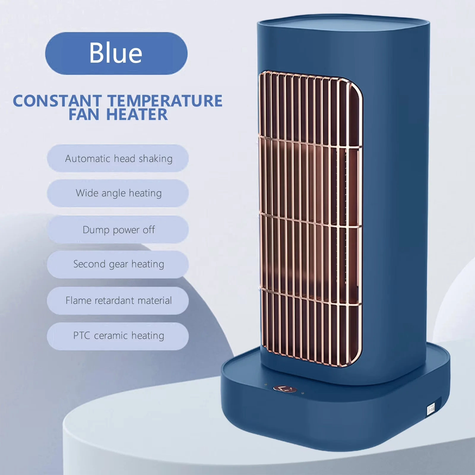 Durable Portable And Electric Space Heater with 1500W, Energy Efficient - Blue for Indoor Model CA498A