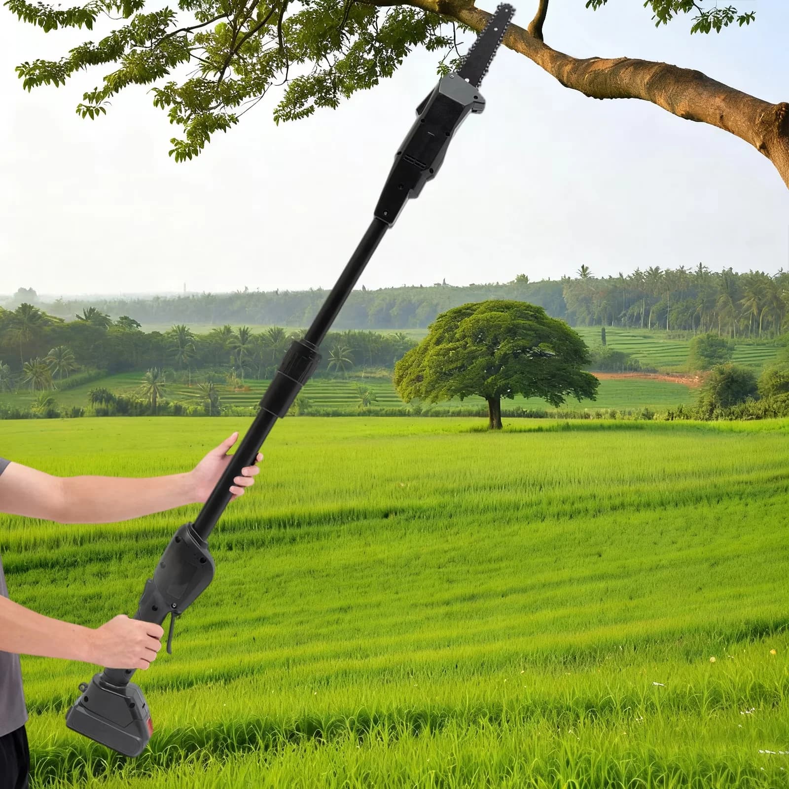 Pole Saw Efficient with Battery, 552W, Lightweight - Black for Garden - Modern Design Model F3A5BF