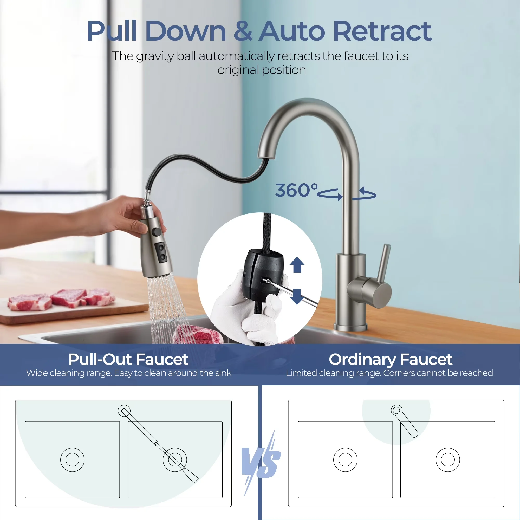 Bathroom Renovation Innovative with 3-Way, Adjustable, Adjustable Angle - Sus304 Stainless Steel, Weaving Pex Hose Model 748186