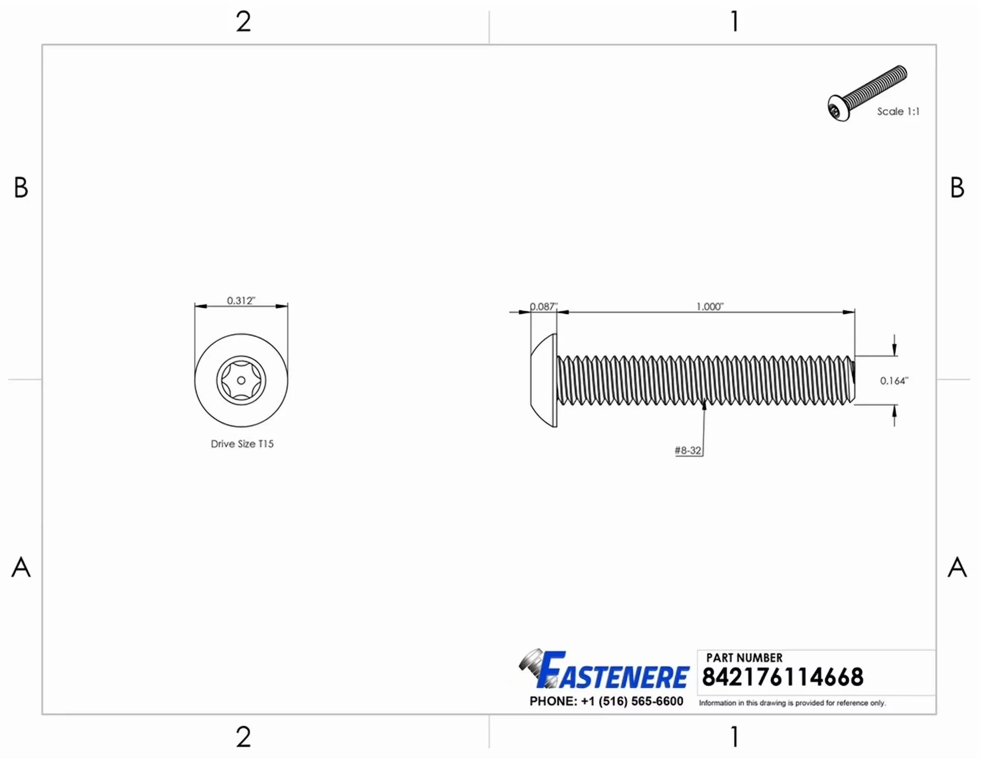 Compact Fastener - 8-32 - Universal Fit Model 73B4BD