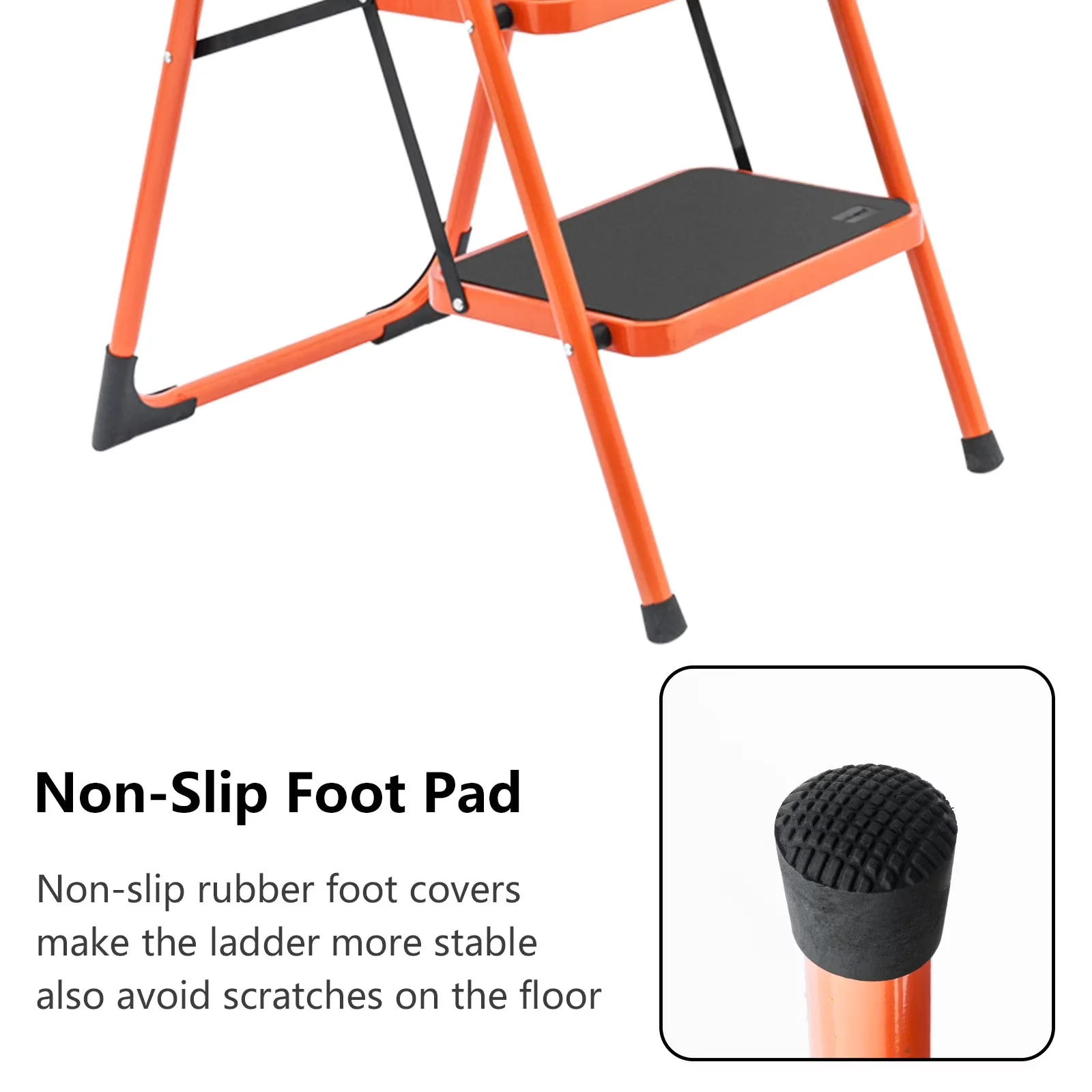 Classic Ladders And Step Stool with 3 Ladder Safety Folding Anti-Slip, Handrails 330 lbs - Black Steel Model E5EA6E