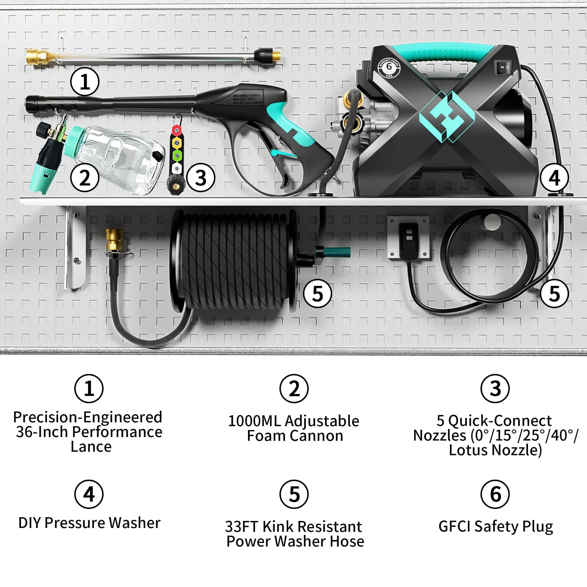Pressure Washer Reliable with The unit features a portable design., The motor ensures quiet operation. - Model F18A5C