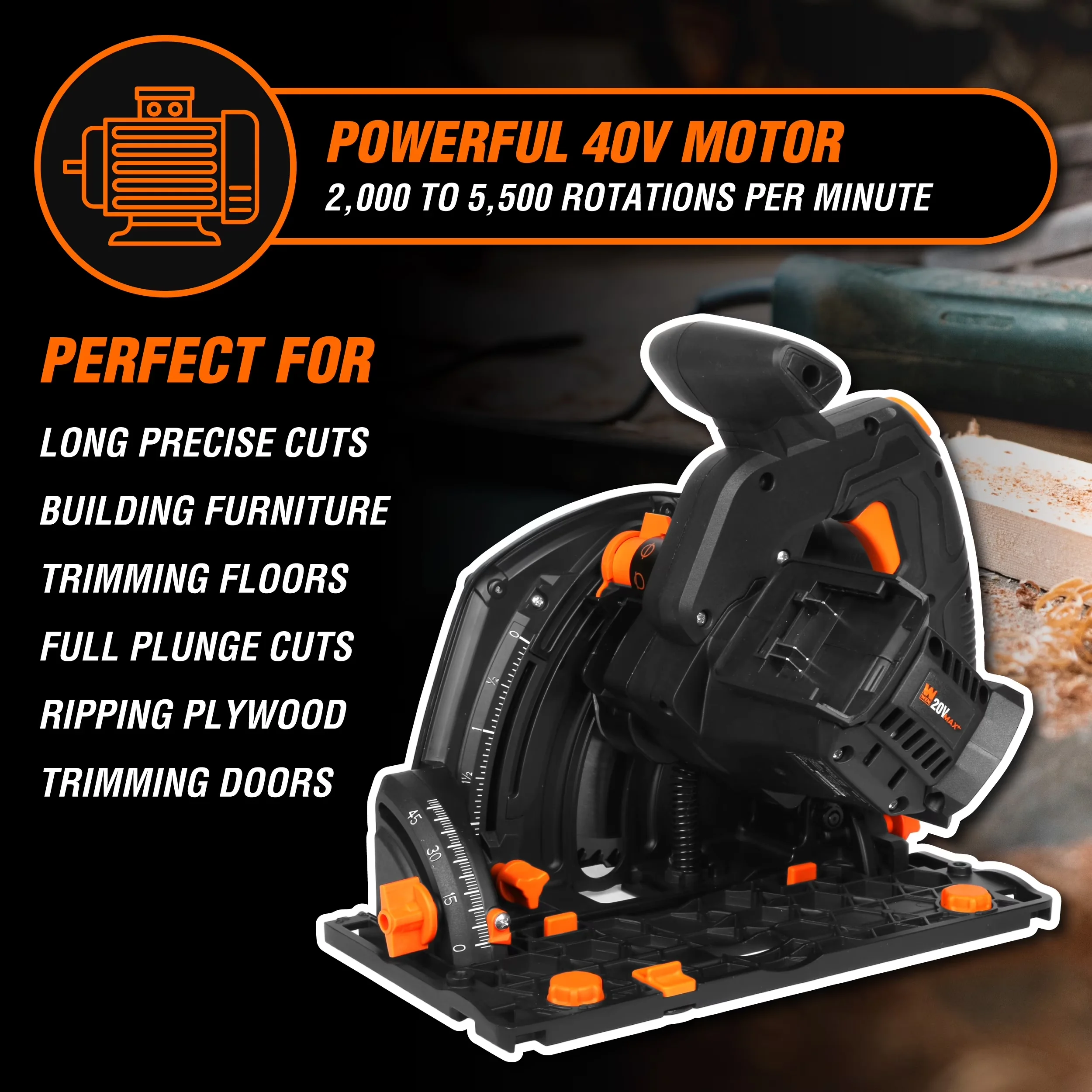 Professional Power Saw with Battery, 20V, Variable Speed - Compact and Portable Model 9C6512