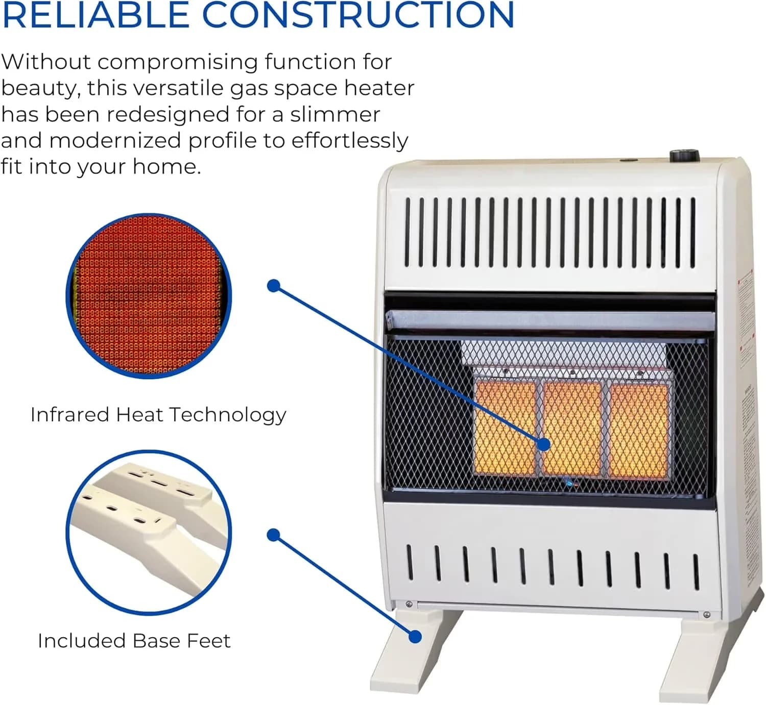 Versatile Portable And Electric Space Heater with 18000 BTU, Automatic Shutoff - White Model 176AB6