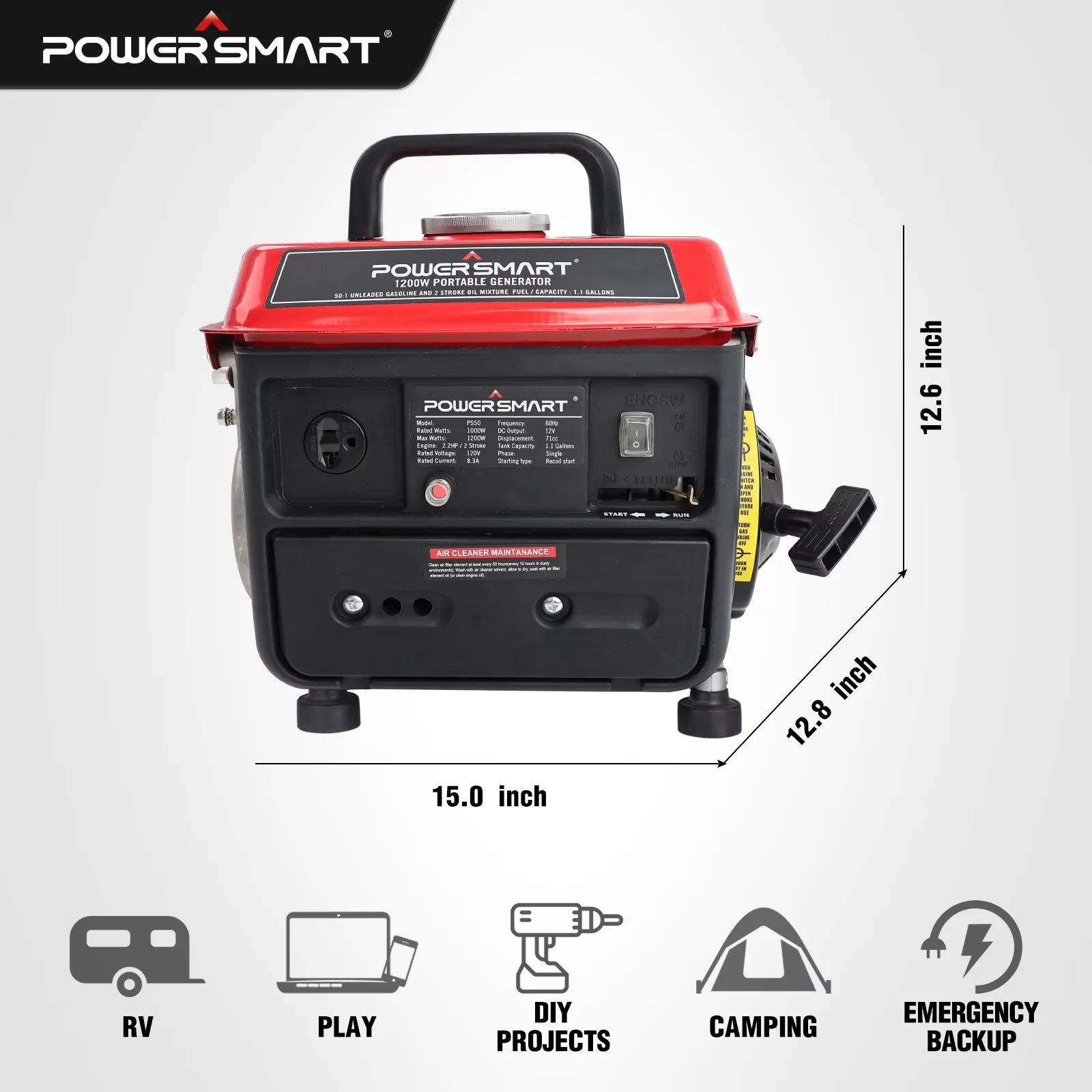 Reliable Generator with 1200W, Low Oil Shutdown, Material: Plastic - PS50 Model FB6C8B
