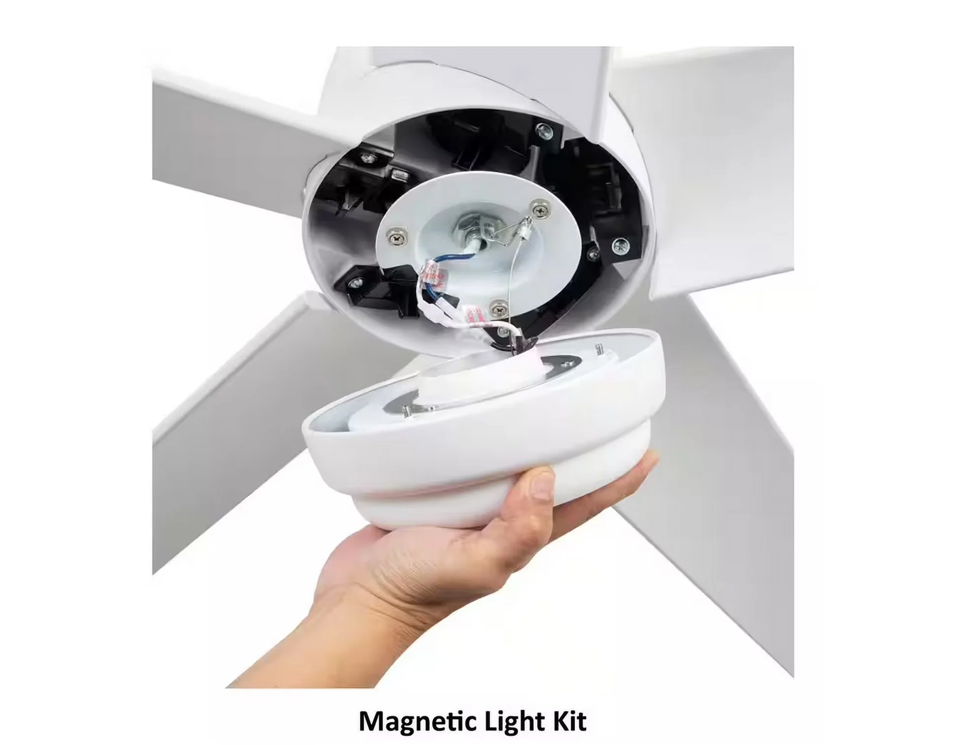 Ceiling Fan Premium with LED, Remote Controlled, Dimmable - Acrylonitrile Butadiene Styrene, Plastic White Model 56D2F4