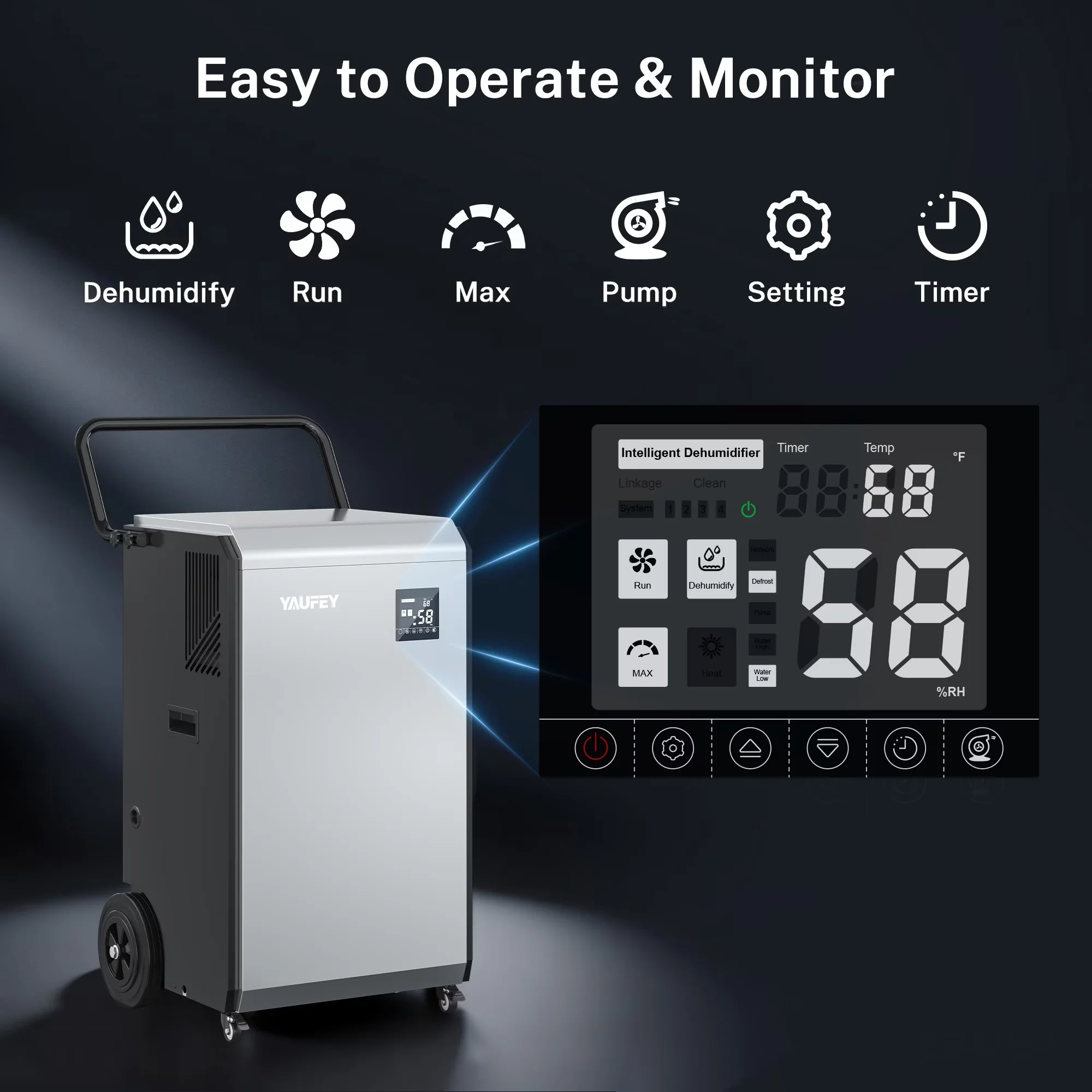 Versatile Dehumidifier with Energy Efficient, Built-In Pump - 320 Pints With Pump for Large Model 0153B0