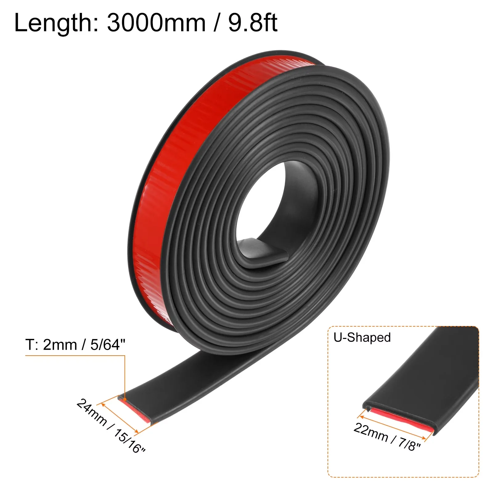 Efficient Building Material with Features: U-Shaped, Self-Adhesive, Length: 3000mm / 9.8ft - Flexible Tpe Black Model 581A26