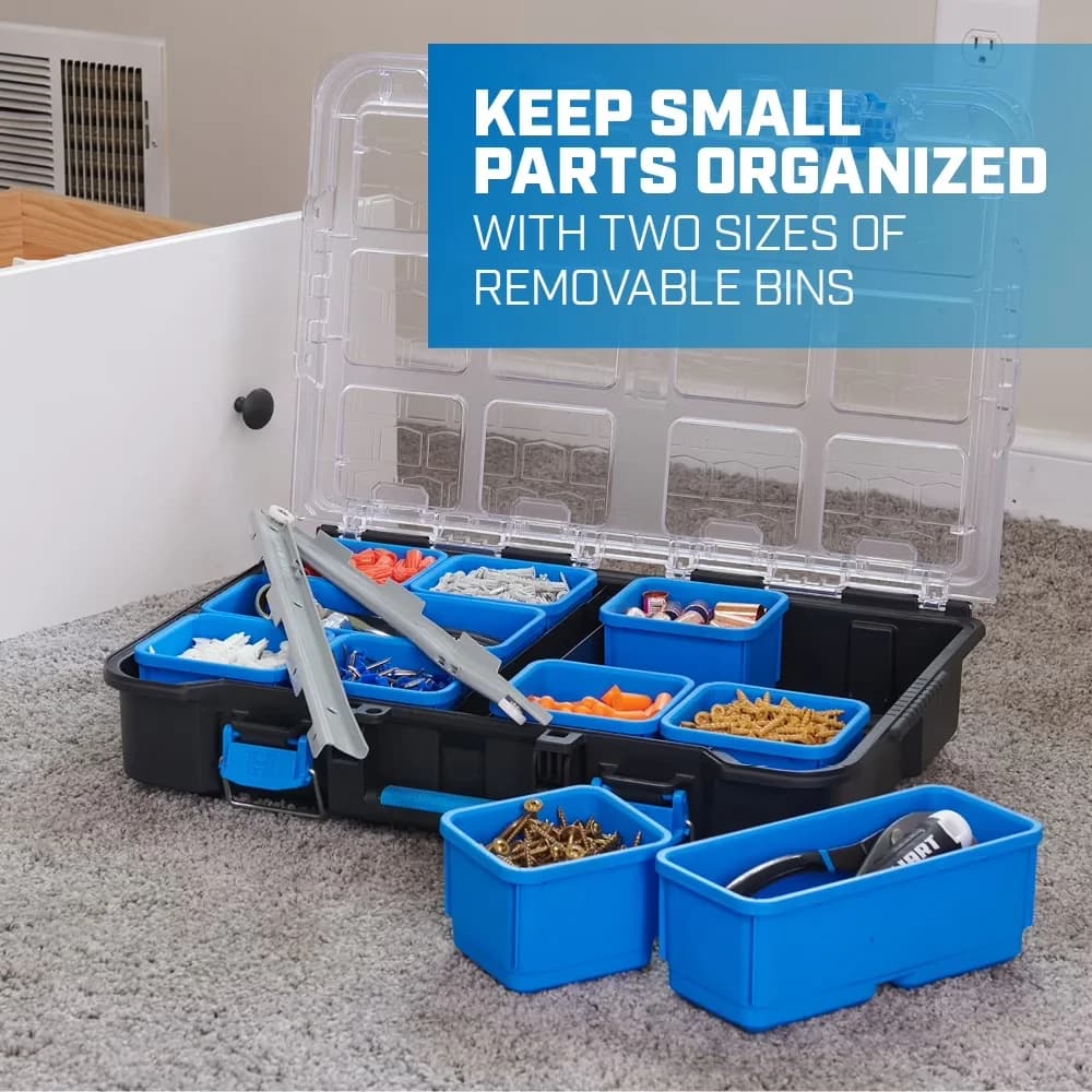 Modern Toolstorage with Heavy-duty latches, Blue Accents, Rugged hinge - Resin Model 35D1BB