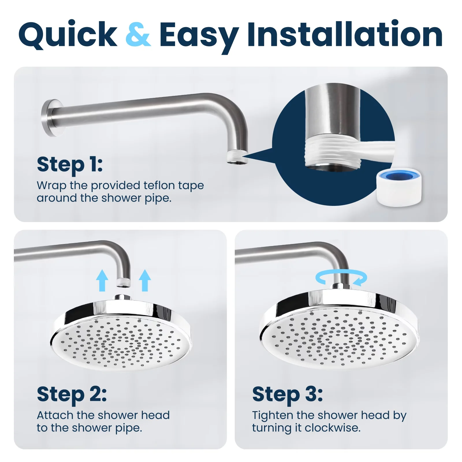 Shower Head Professional with High Pressure, Chrome Plated Brass - Abs Silver Model EE22E1