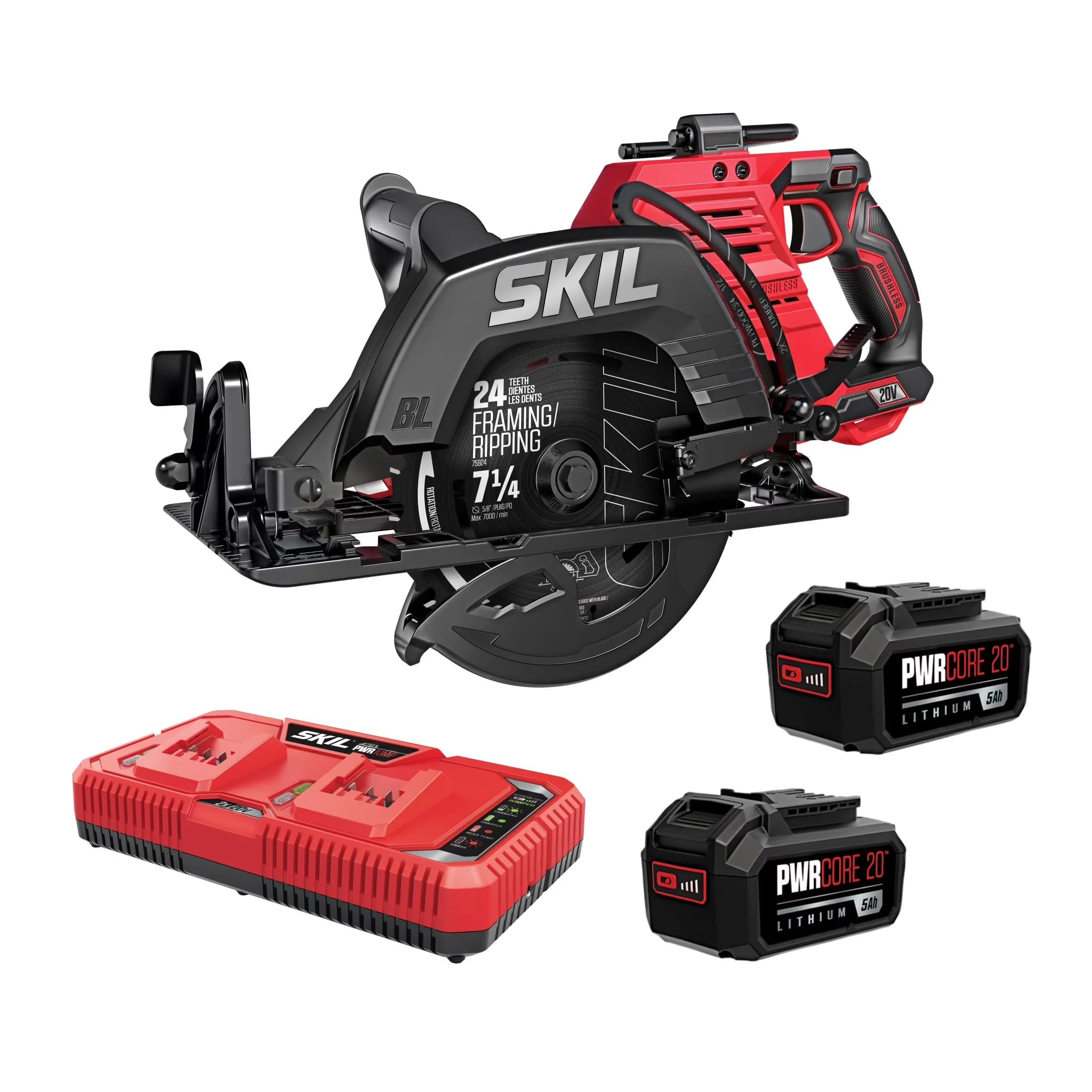 Power Saw Compact with Battery, 20V, Dust Port - Red CR5429B-20 - Industrial Grade Model 81B3C3