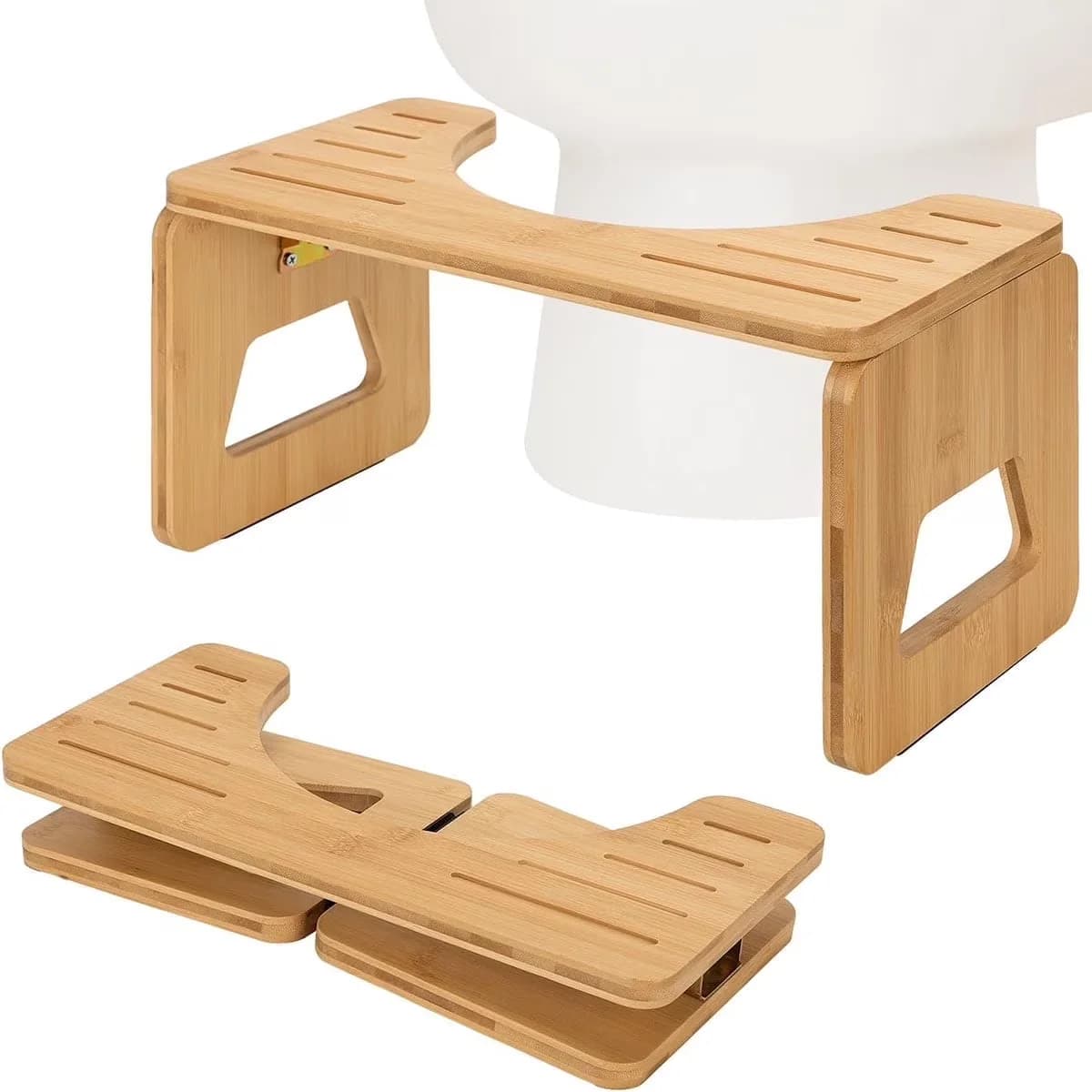 Sleek Ladders And Step Stool with Anti-Slip, Non-Marring Feet - Bamboo Brown for Bathroom Model 76D131
