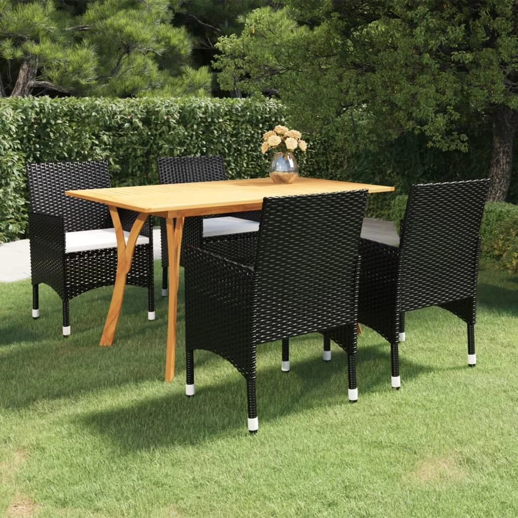 Premium Patio Dining Set with Weatherproof, Cream White, Black - Black Model F59BBB