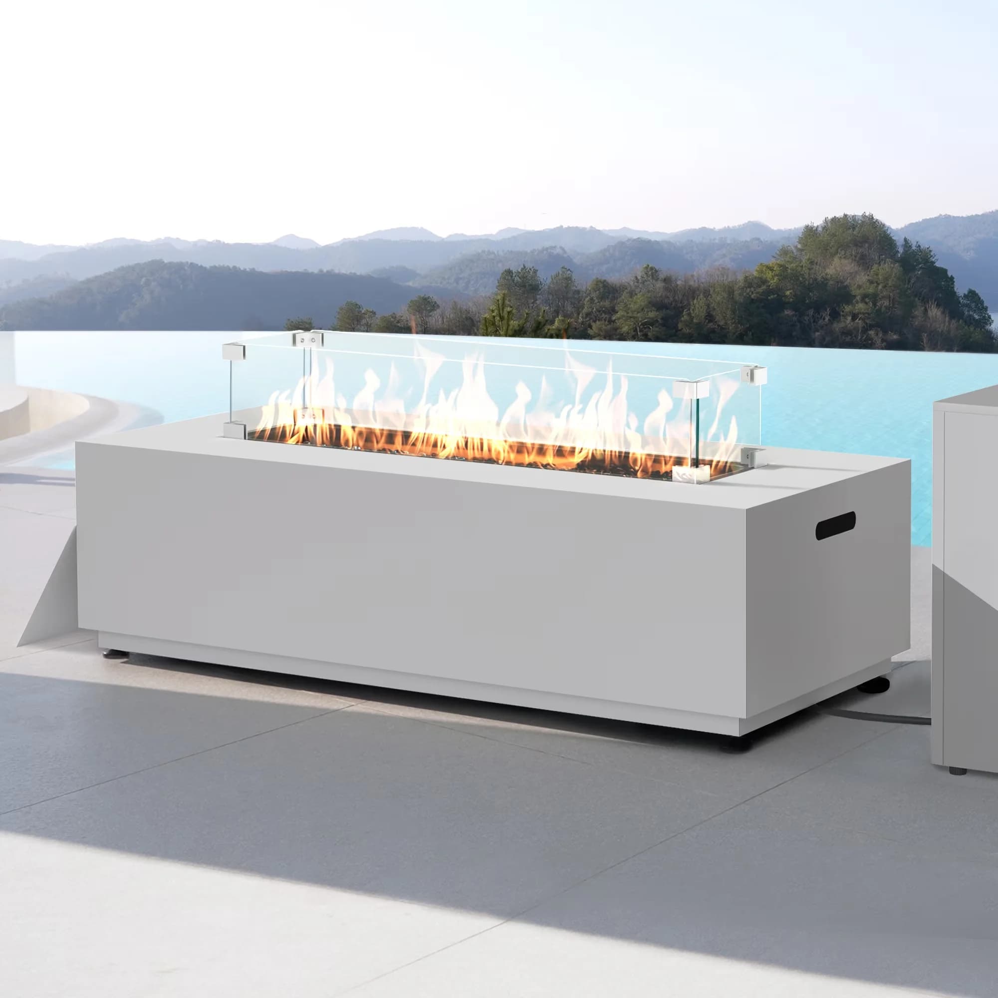 Compact Outdoor Heating with 50000 BTU, Fade Resistant - Gray Powder Coated Alloy Steel, Glass Model 8A6412
