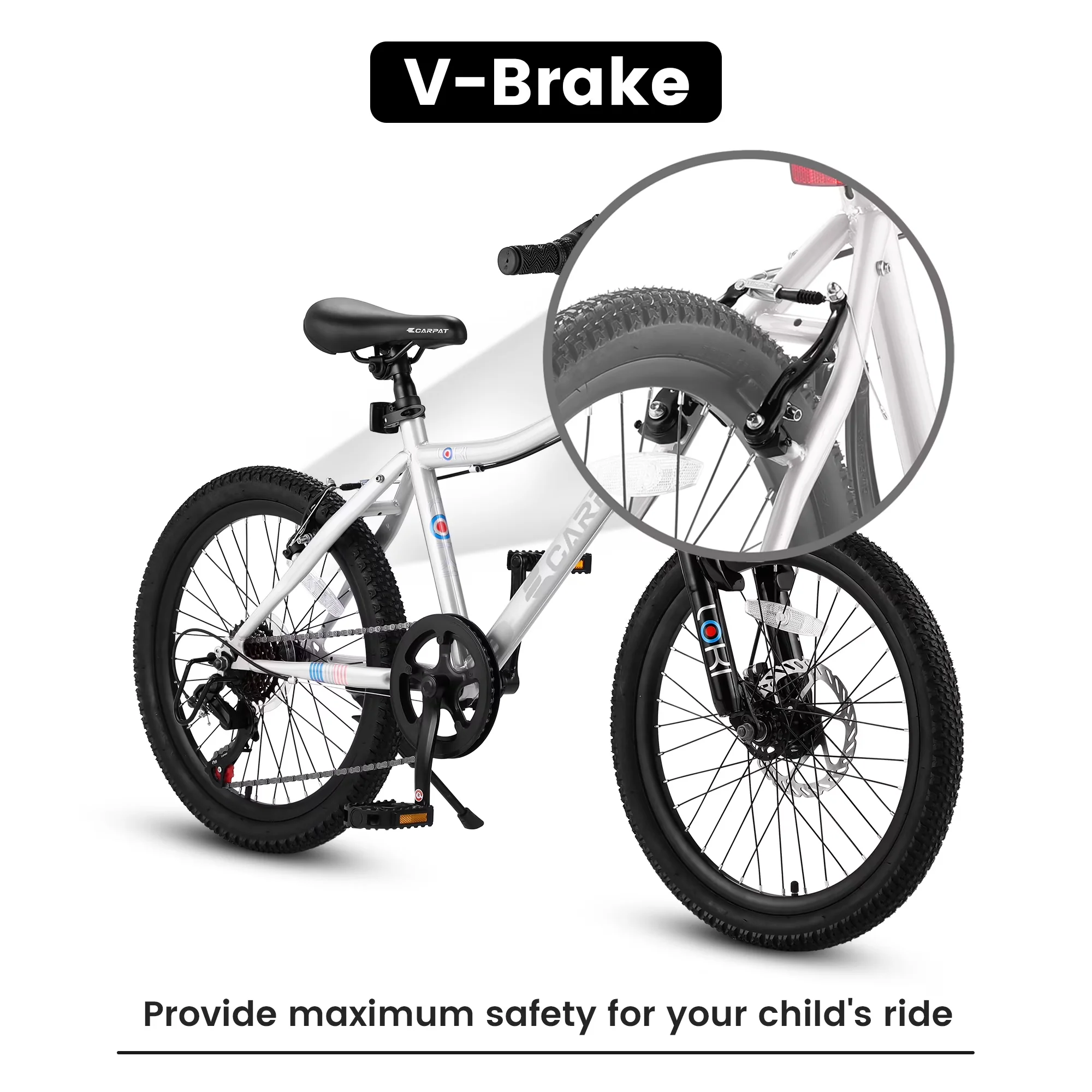Premium Kids Bike with Adjustable Seat, Kids' Bicycle With 7 Speed - White Model 824634
