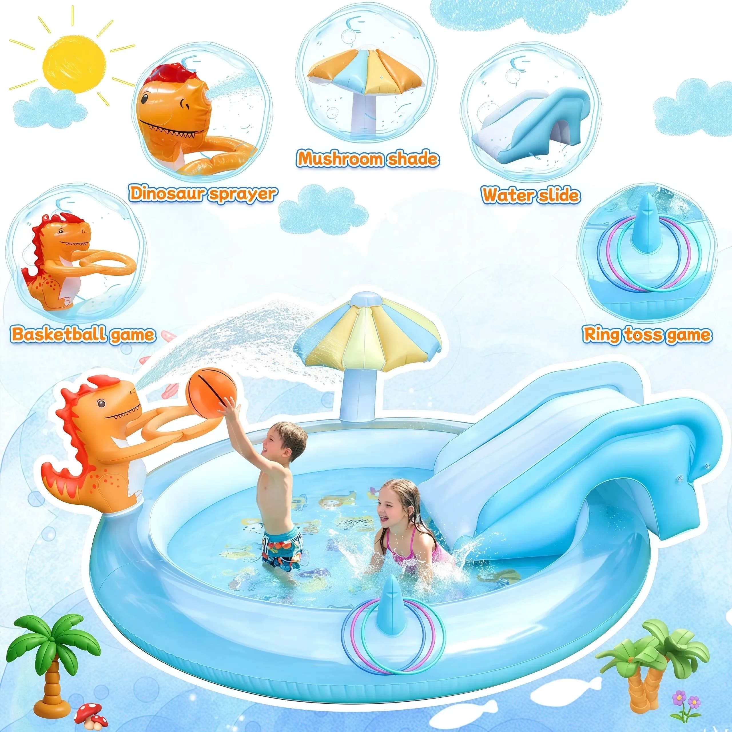 Inflatable Pool Innovative with Fade Resistant, Play Center Water Toys - Blue for Outdoor Model 3670A5