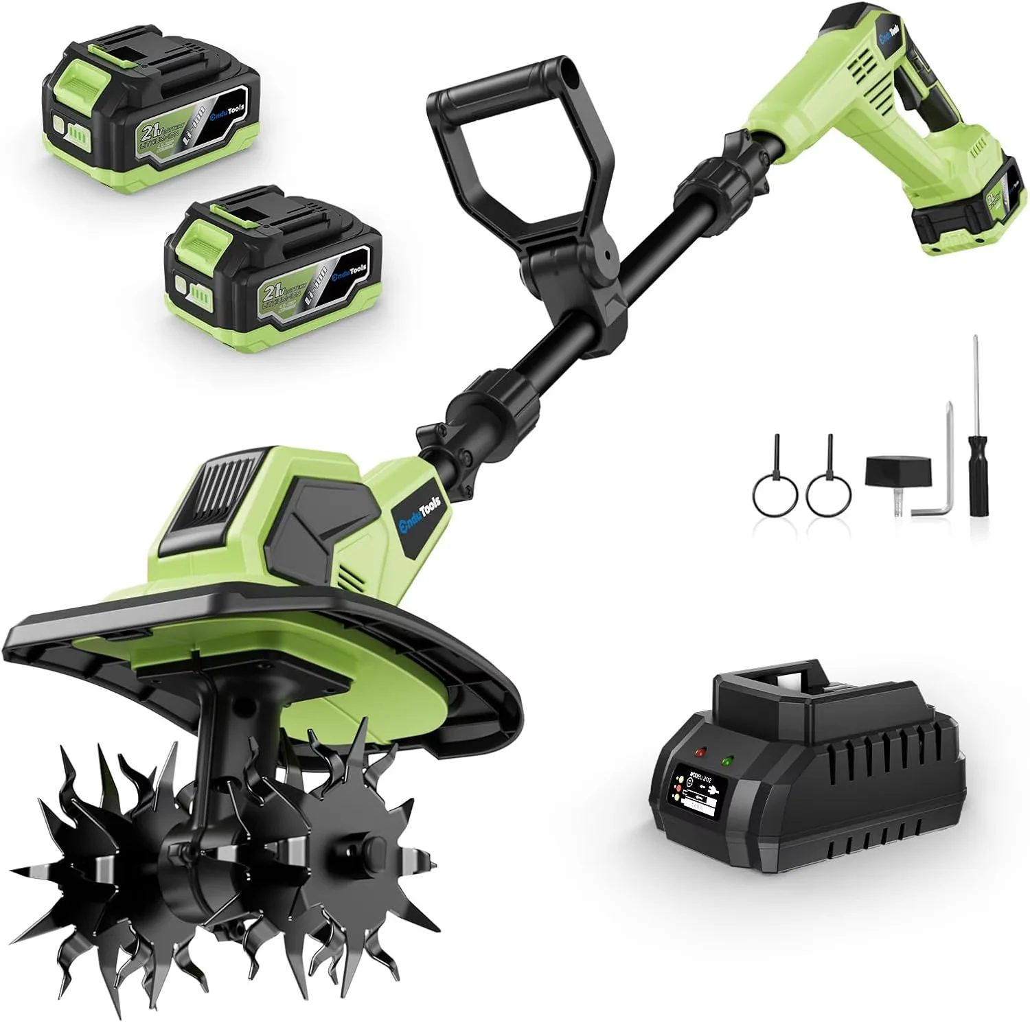 Durable Trillers Cultivator with Battery, 21V, 2×4.0Ah Batteries & Fast Charger - Model 06BFBF