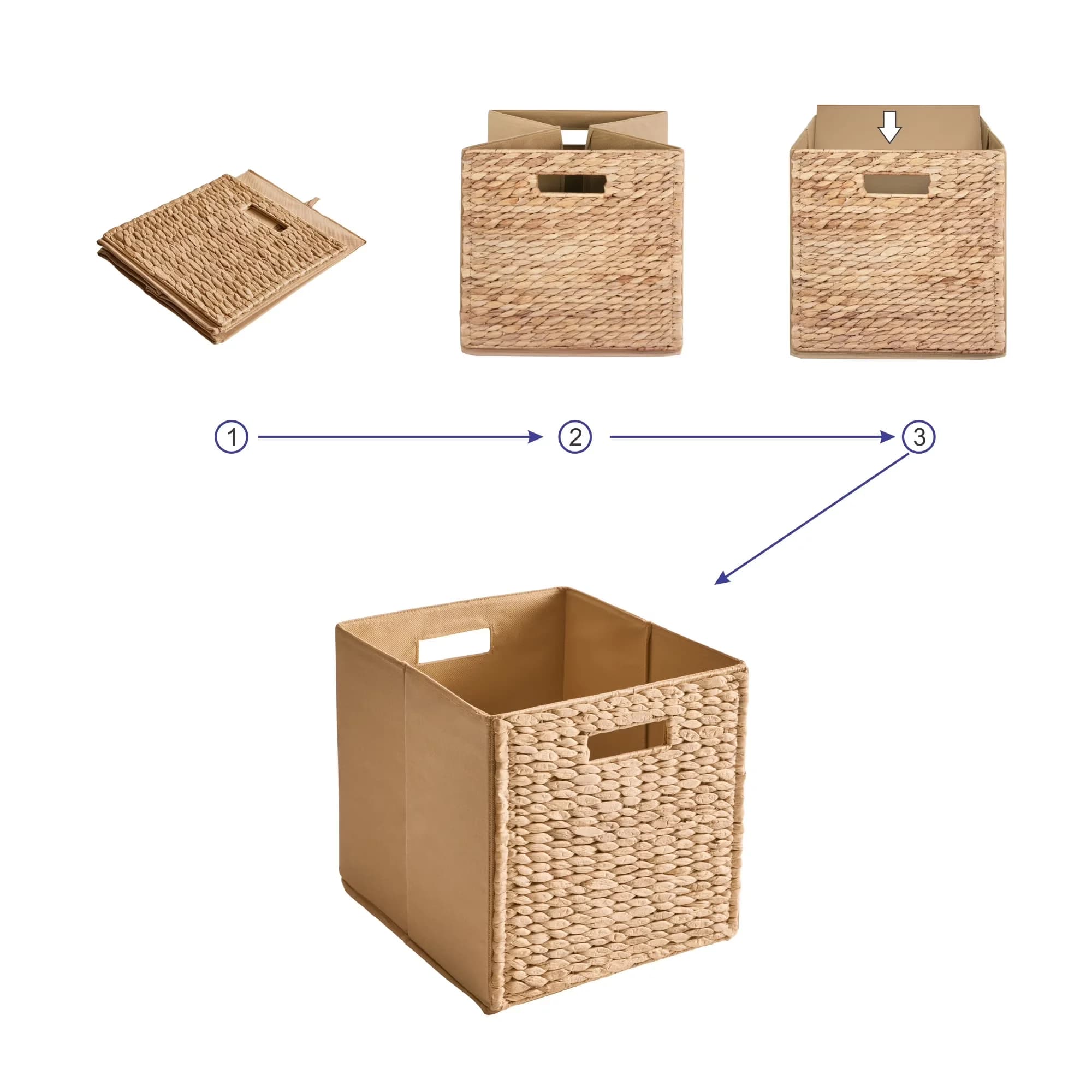 Compact Garage Storage Supply with Collapsible, Carrying Handles - Off-White Woven Model 44E1B9
