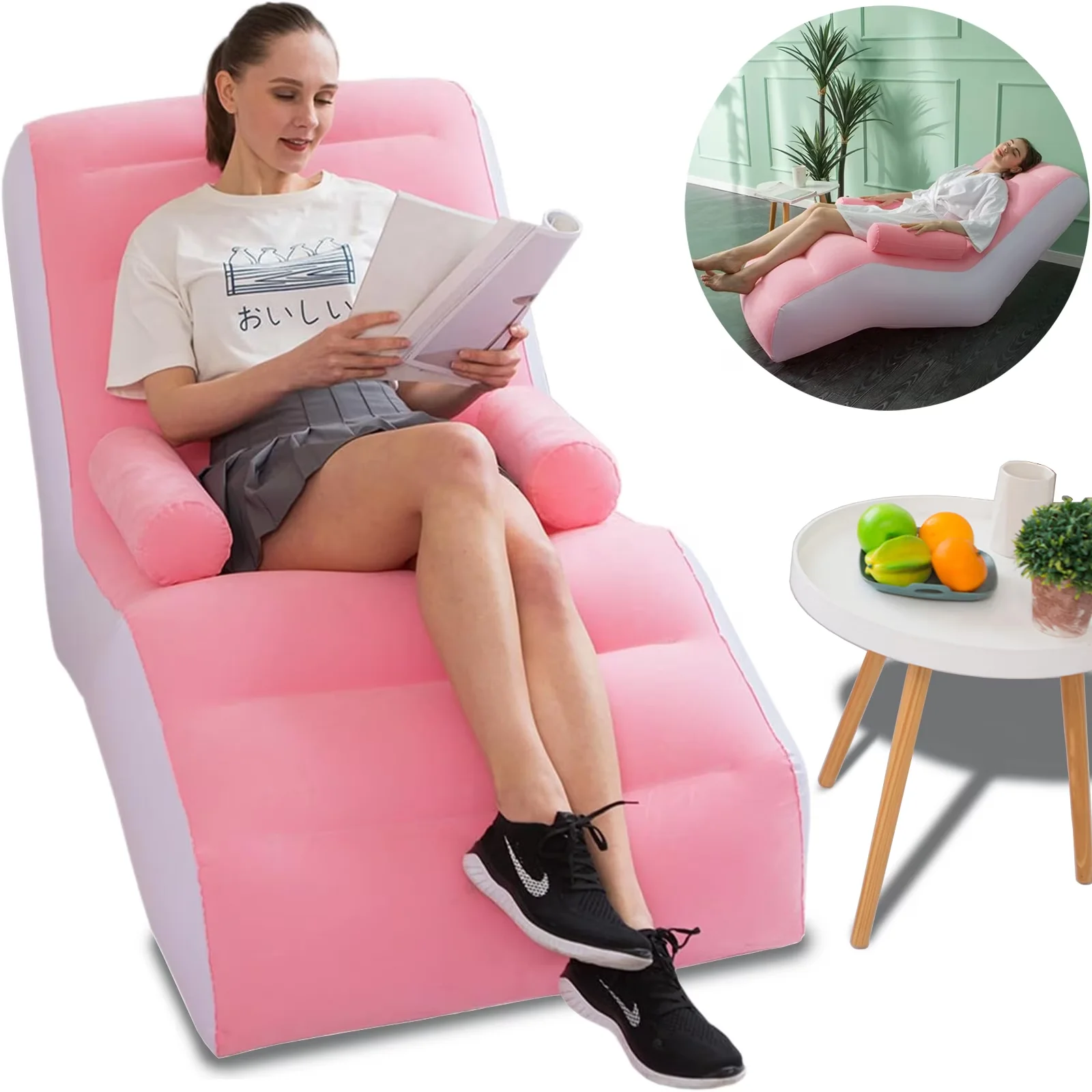 Beach Chair Reliable with Folding, Foldable Lounge - Pink Pvc + Flocking Model 795C08
