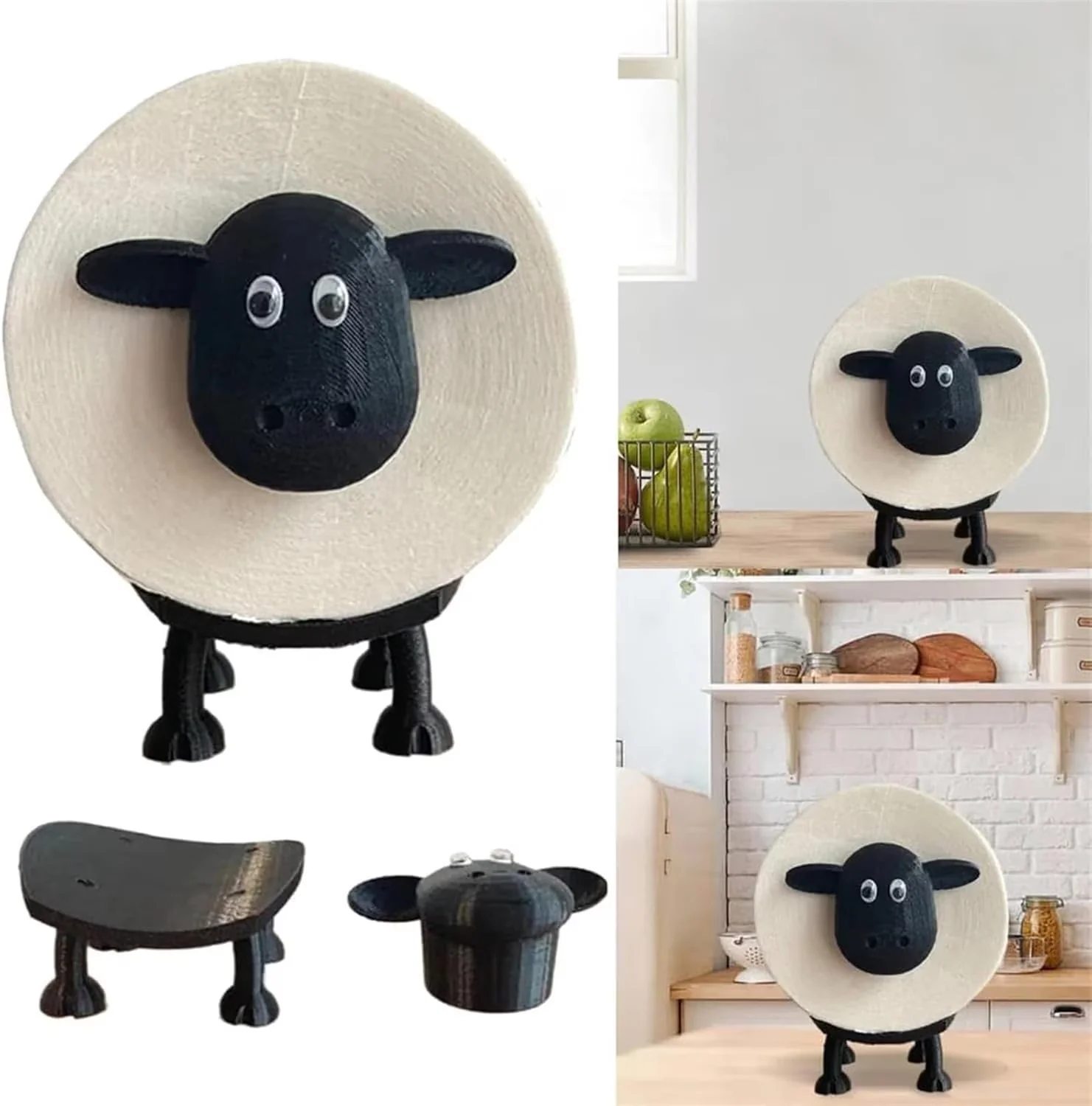 Bathroom Renovation Durable with Black Sheep Loo Roll Holder, Tissue Paper Storage Stand - Resin Model A35C2A