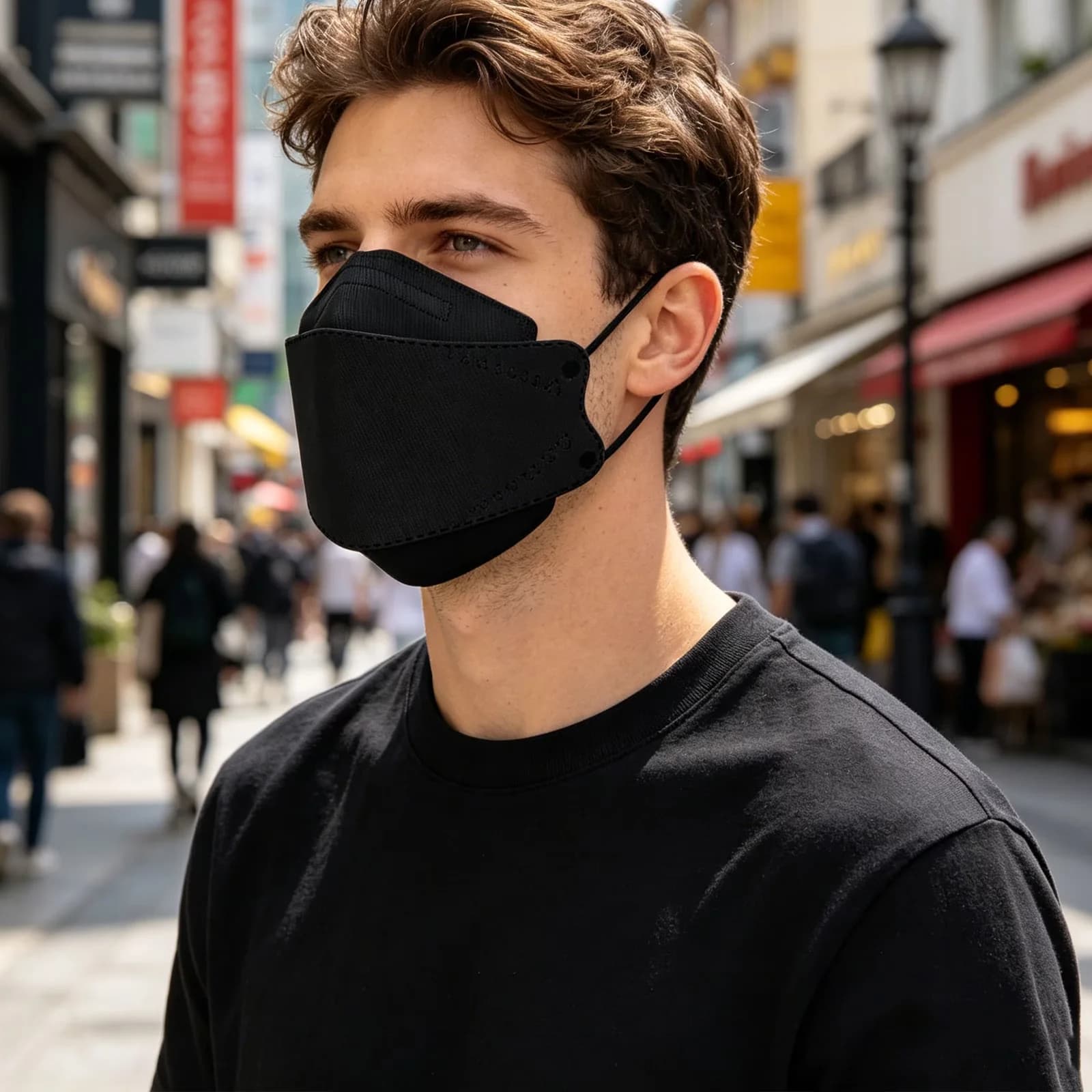 Efficient Protective Equipment with 10-Piece KN95 Face Masks, Elastic Ear Loops - Black Nonwoven Fabric Model 94A40F