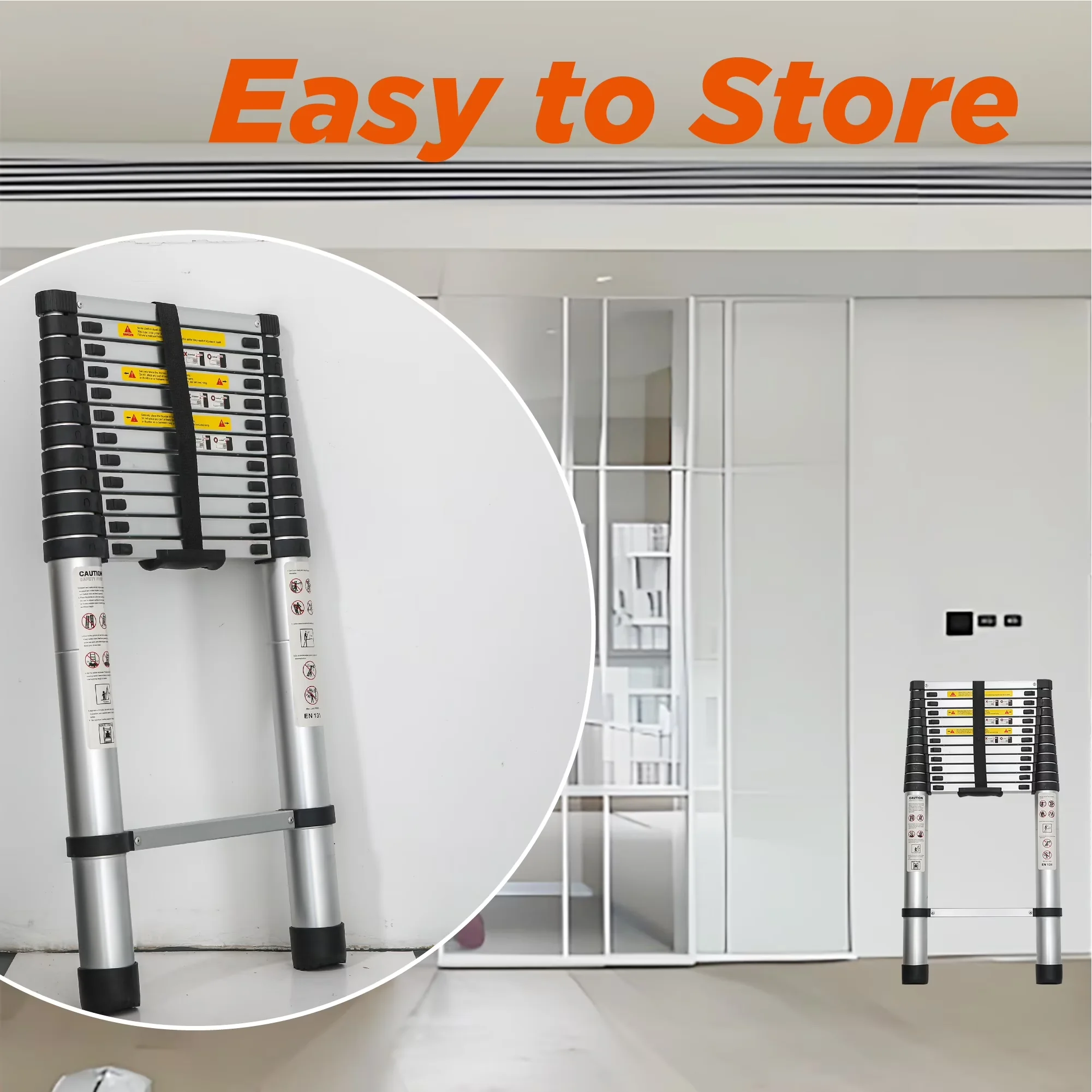 Essential Ladders And Step Stool with Telescoping, 12.5FT Telescoping Ladder - Aluminium Black for Rv, Home Model A461D4