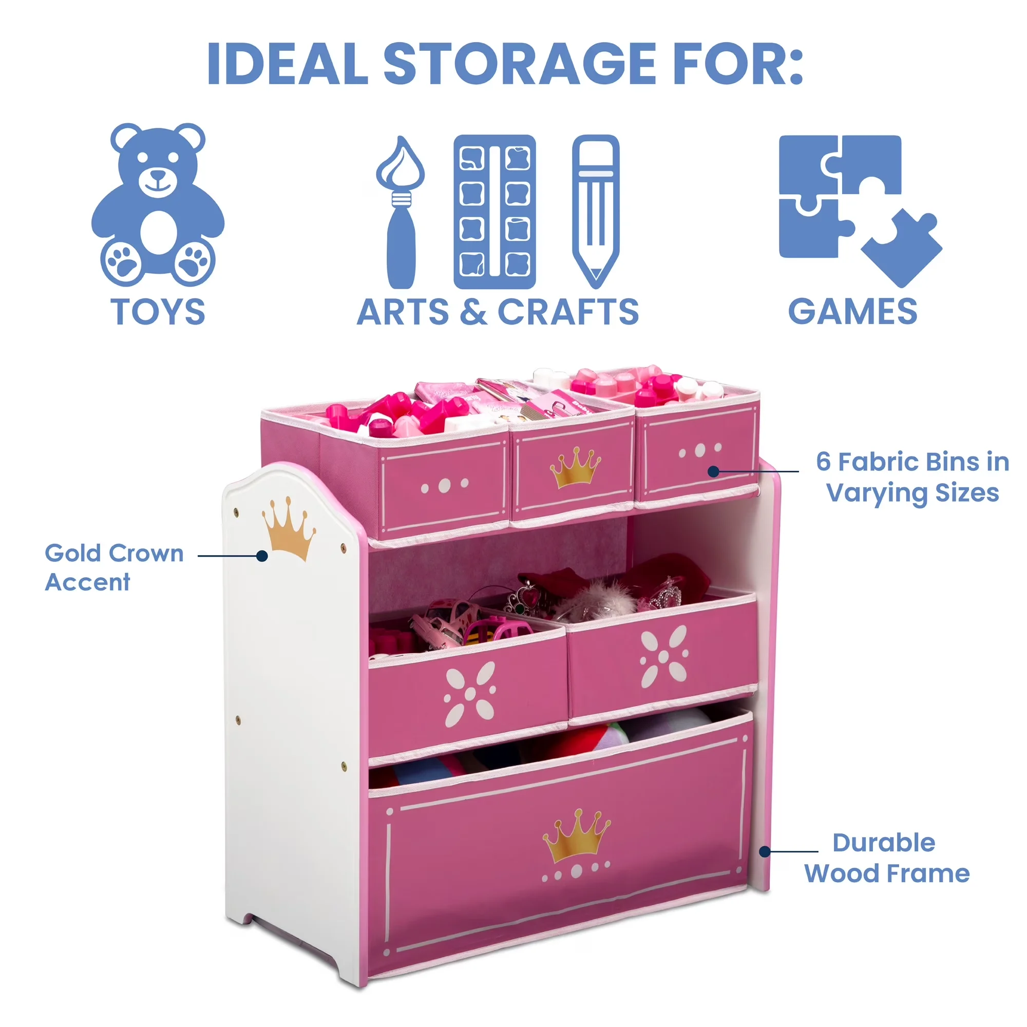 Garage Storage Supply Versatile with Stackable, Greenguard Gold Certified - White Fabric, Wood Model 34FCC5
