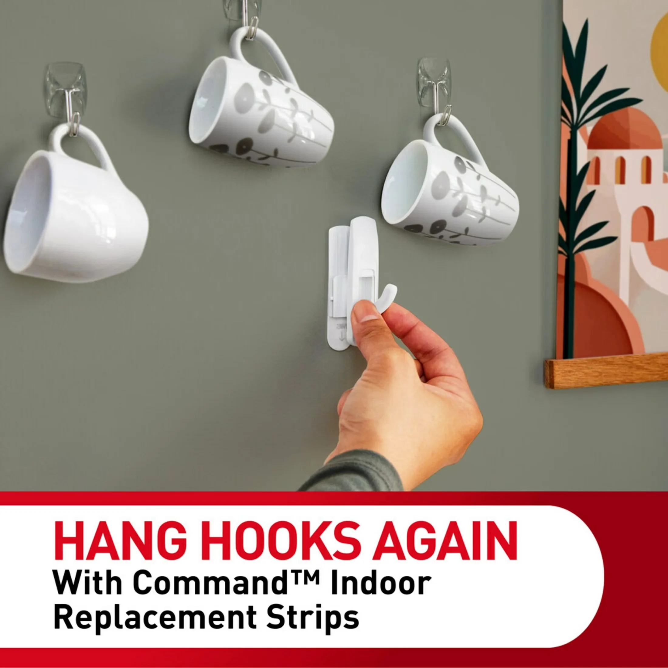 Classic Damage-Free Hanging with Easy Installation, Medium Refill Adhesive Strips - Foam White Model 299DC4
