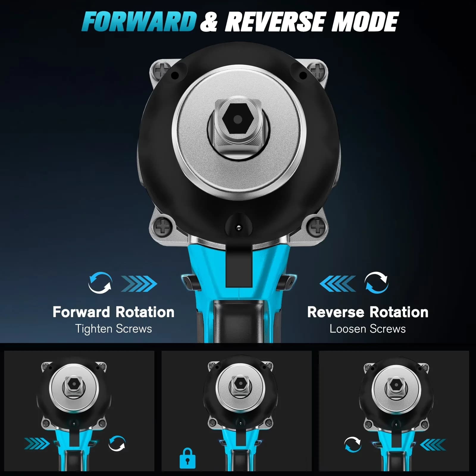 Innovative Air Tools Compressor with Battery, 21V, Power Cordless Impact Wrench 1/2" for Home, Car - Model AAE328