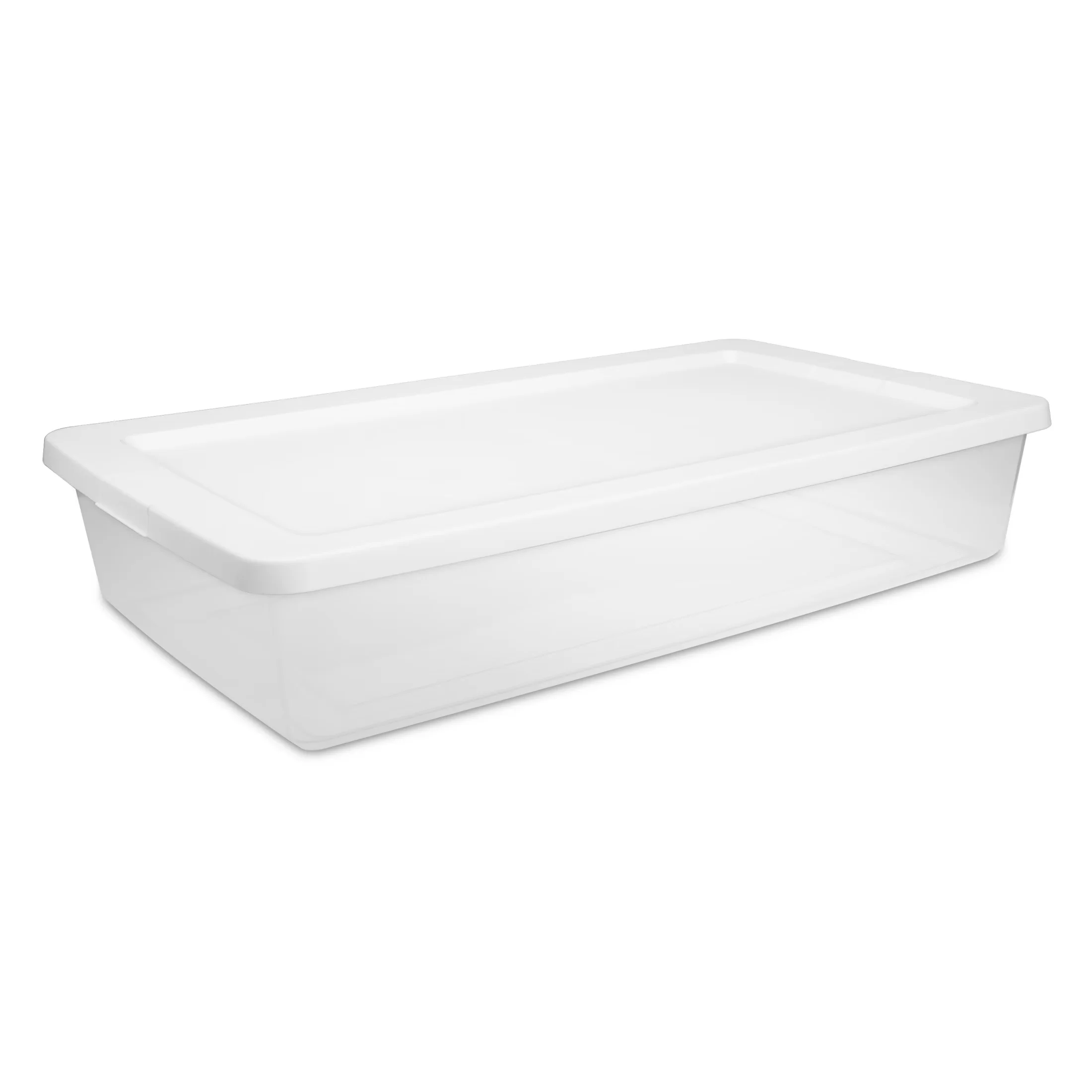 Essential Garage Storage Supply with Stackable, Clear Plastic Underbed Container, White - White Plastic Model 7F580D