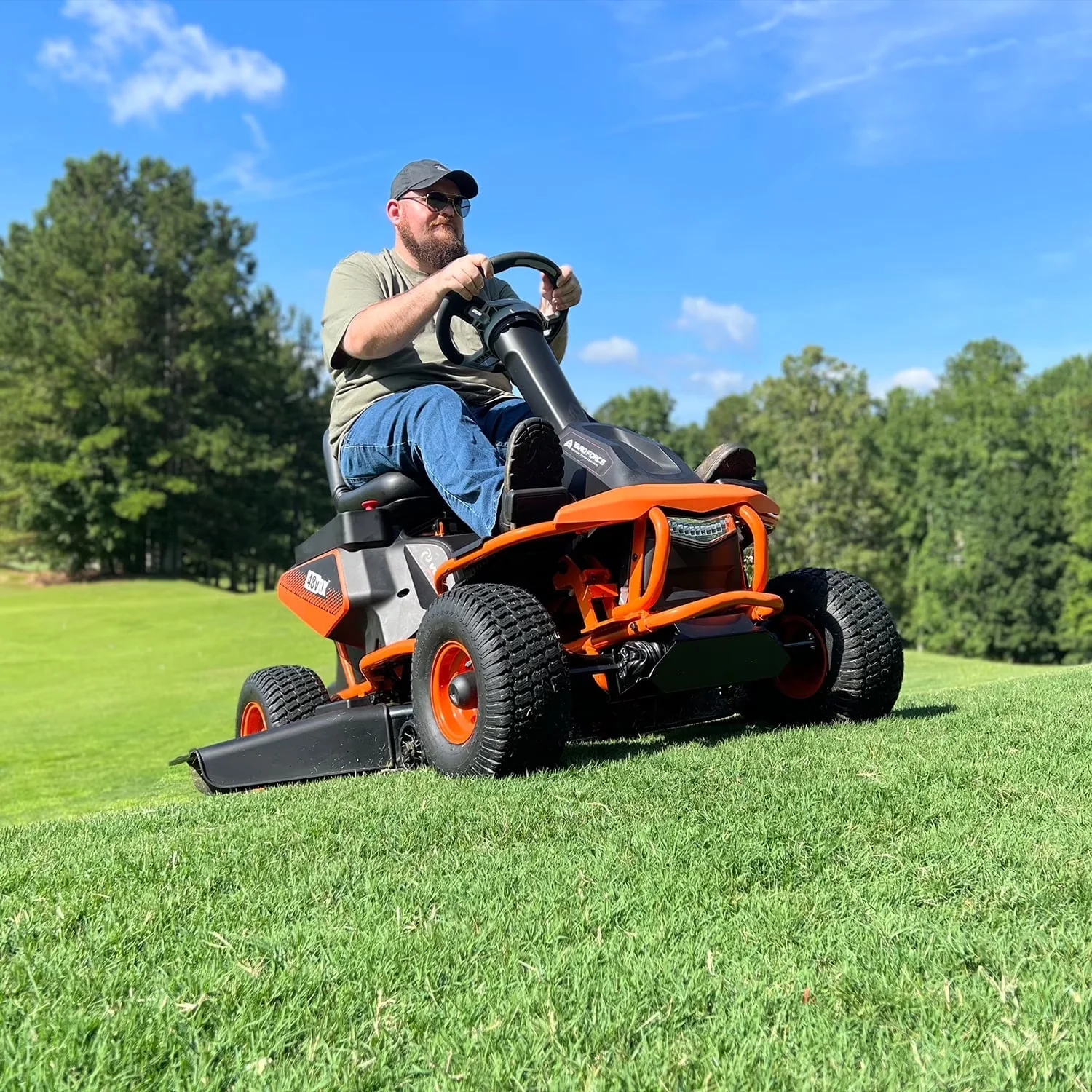 Reliable Riding Lawn Mower with Battery, 48V, 48V Rear Engine Rider - Modern Design Model E273EB
