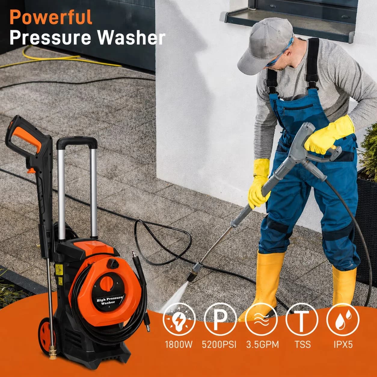 Pressure Washer Compact with Telescoping, 4 Quick Connect Nozzles & Foam Cannon - Model 6CEBD4
