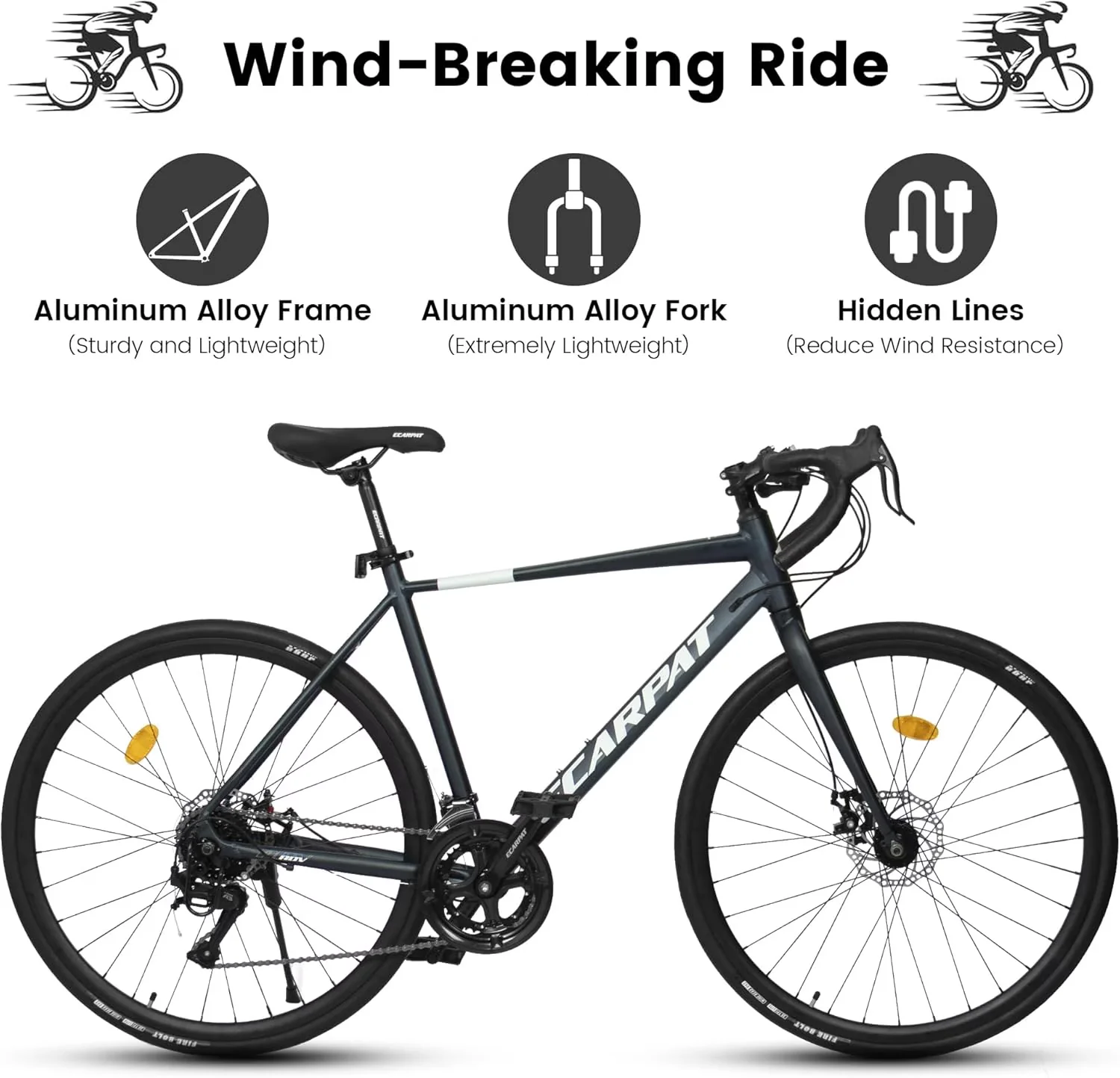 Premium Road Bike with Lightweight, 18 inch Steel Frame, 700c - Blue for Multiple Applications Model EA369B