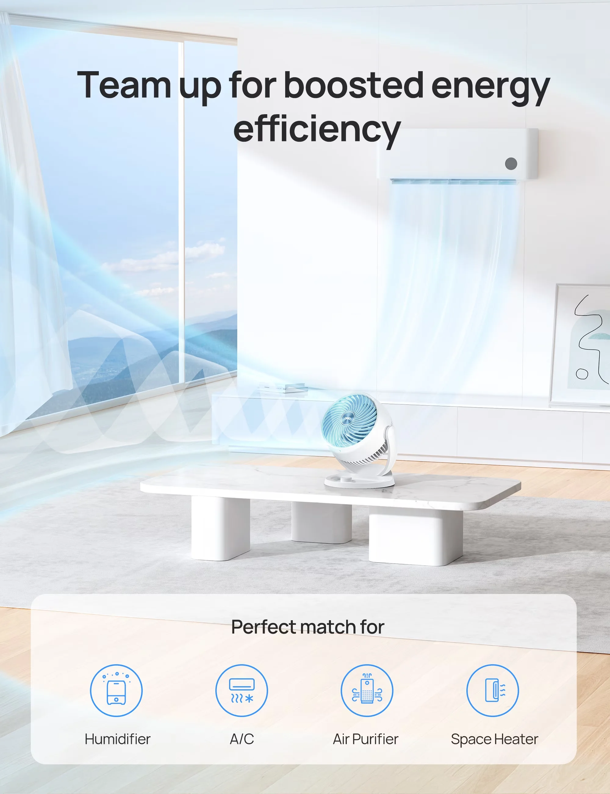 Fans In Cooling Essential with Rotating Head, Fan - Plastic White for Bedroom Model 09096D