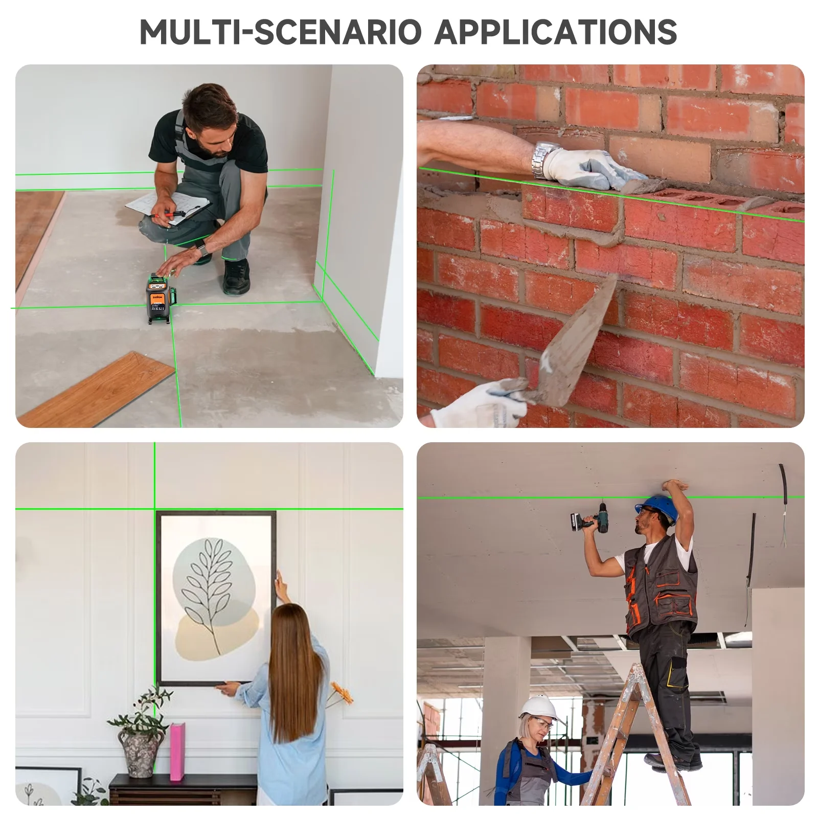 Modern Measuring Layout with Battery, Accurate Measurement, Adjustable - Rubber Orange Model 7BC022