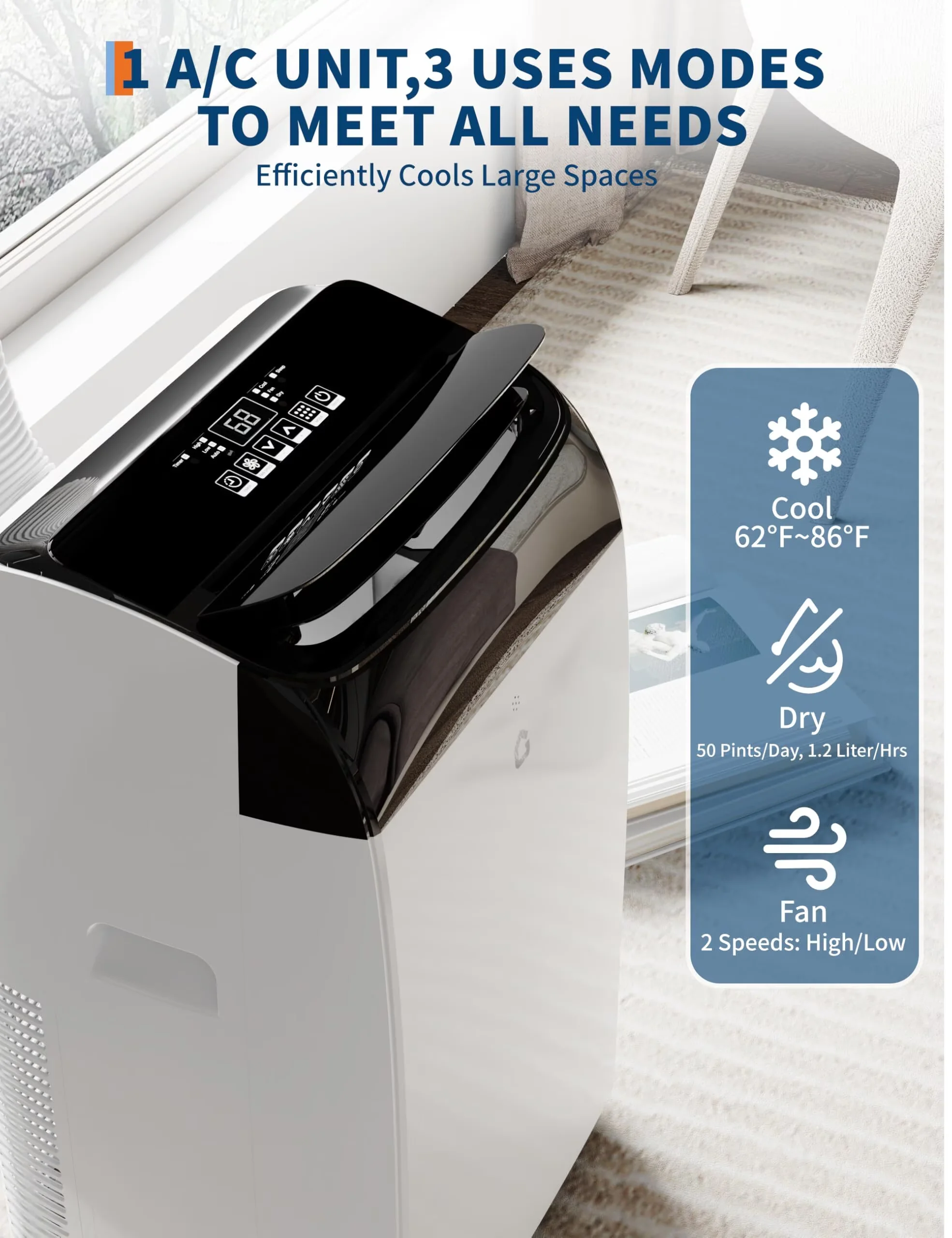 Air Conditioner Innovative with 14000 BTU, Sleep Mode, Energy Efficient - White Model 70A84A