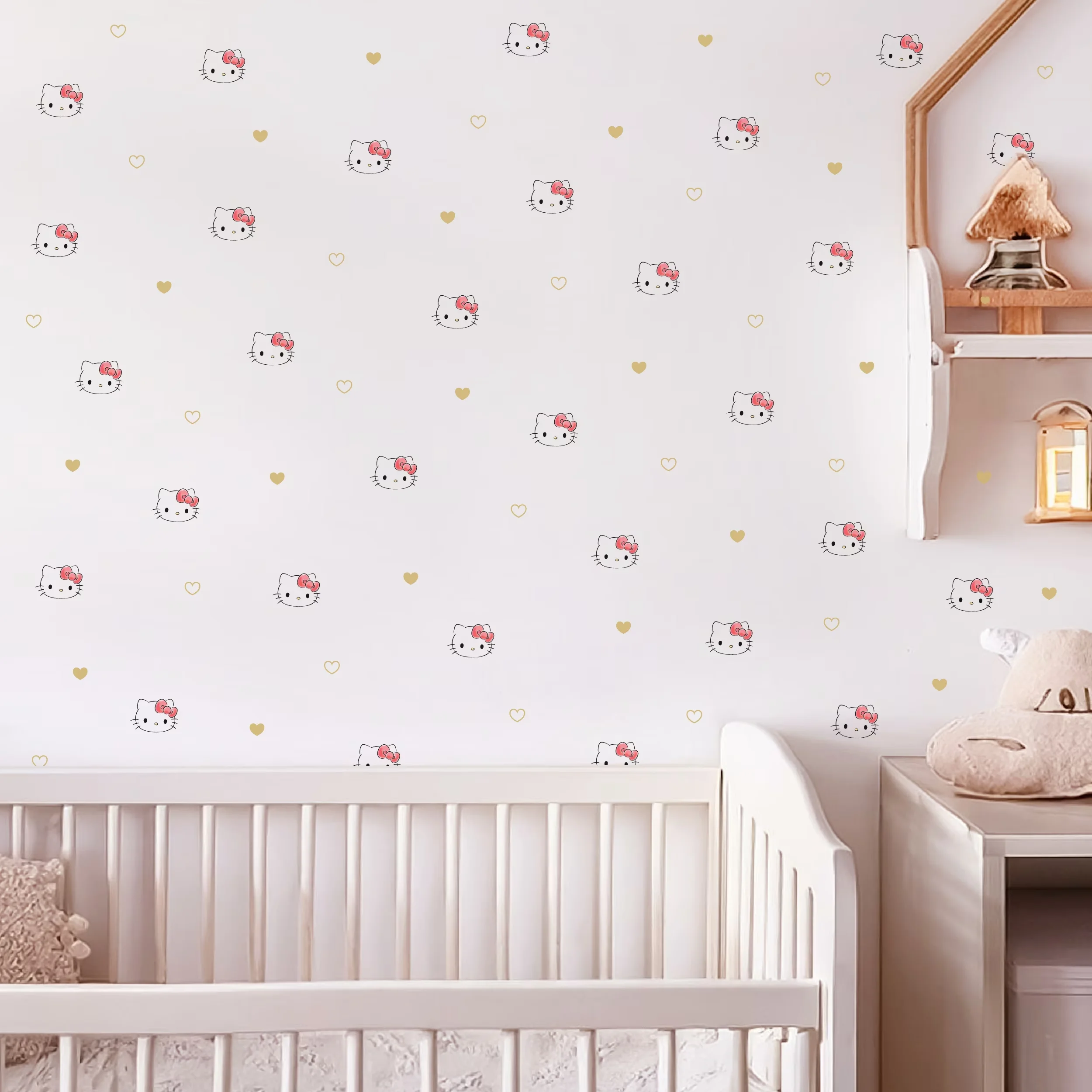 Classic Wallpaper Wall Decals Wall Covering - Pink Vinyl Hello - Traditional Style Model 0FEEB0