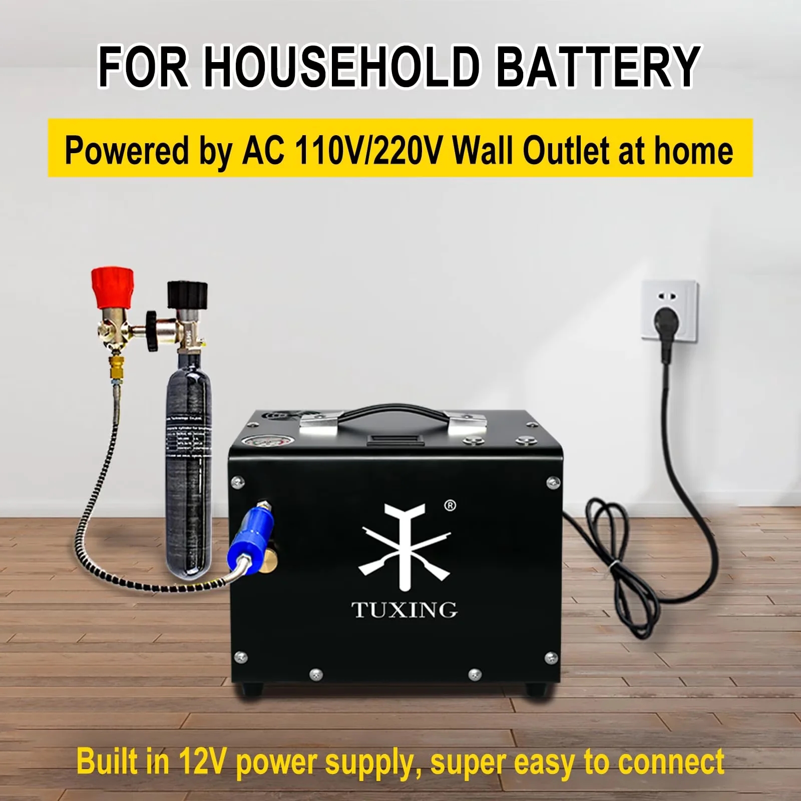 Durable Air Tools Compressor with Battery, Portable - Iron Black Built Model 8DED0E