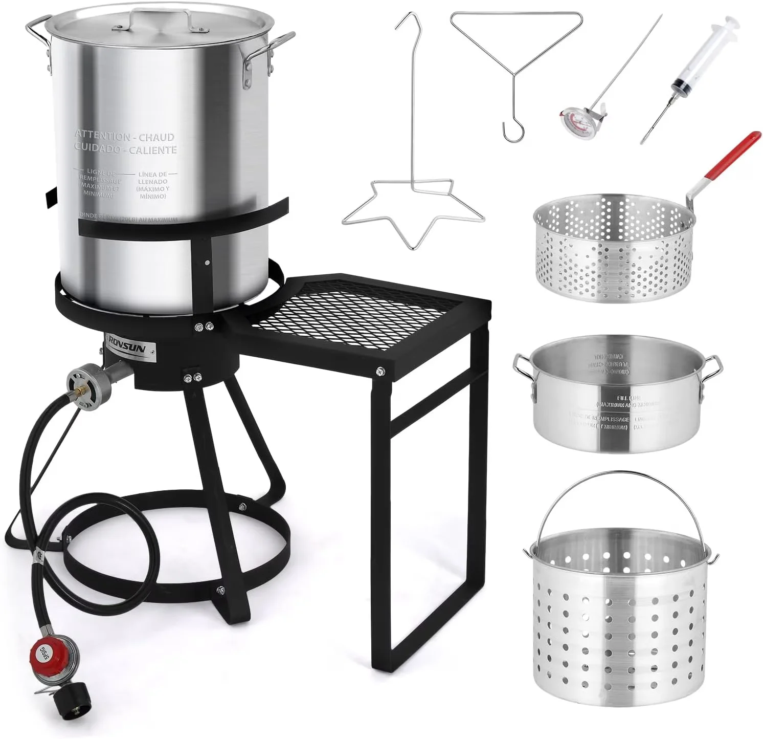 Outdoor Fryer Essential with 55000 BTU, Propane Stove, 30QT Turkey & 10QT Fish Kit - Steel Silver Model 51899A