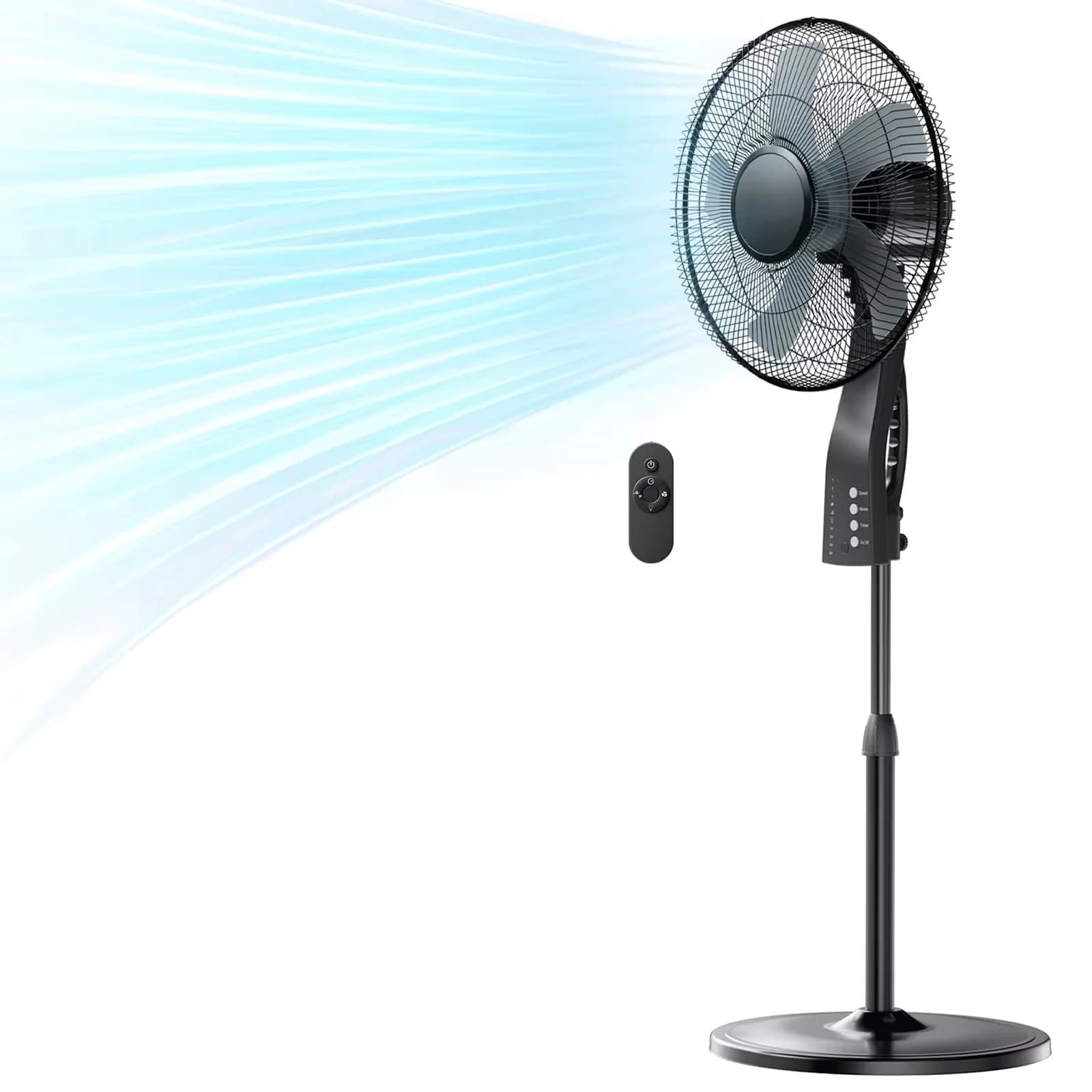 Fans In Cooling Stylish with Adjustable Height, Oscillating, Remote Controlled - Black Metal for Home Office, Bedroom Model 69A0AC