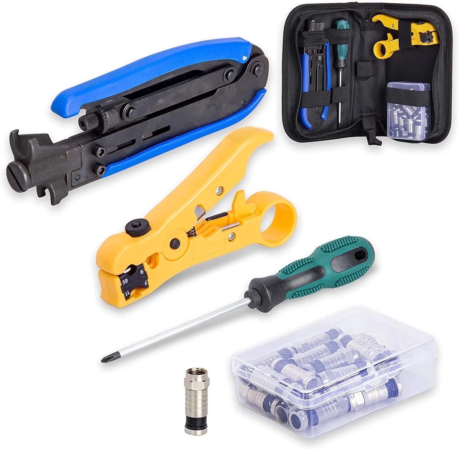 Innovative Woodworking with Adjustable, Coax Cable Crimper Kit, Adjustable Hand Tool Crimper & Stripper - Green All Sizes Model 636605