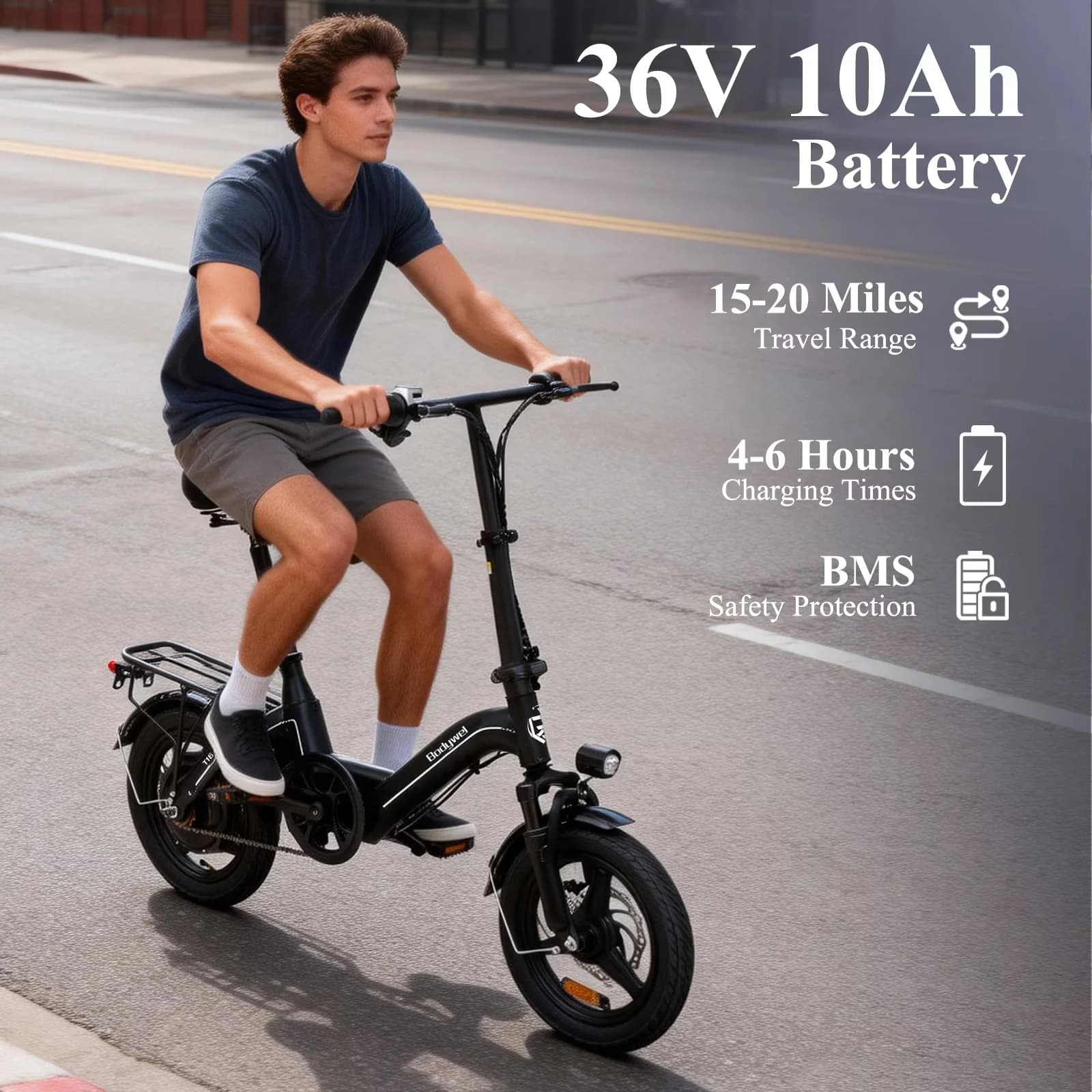 Electric Bike Premium with Battery, 500W, 36V - Black - Compact and Portable Model FA5D76