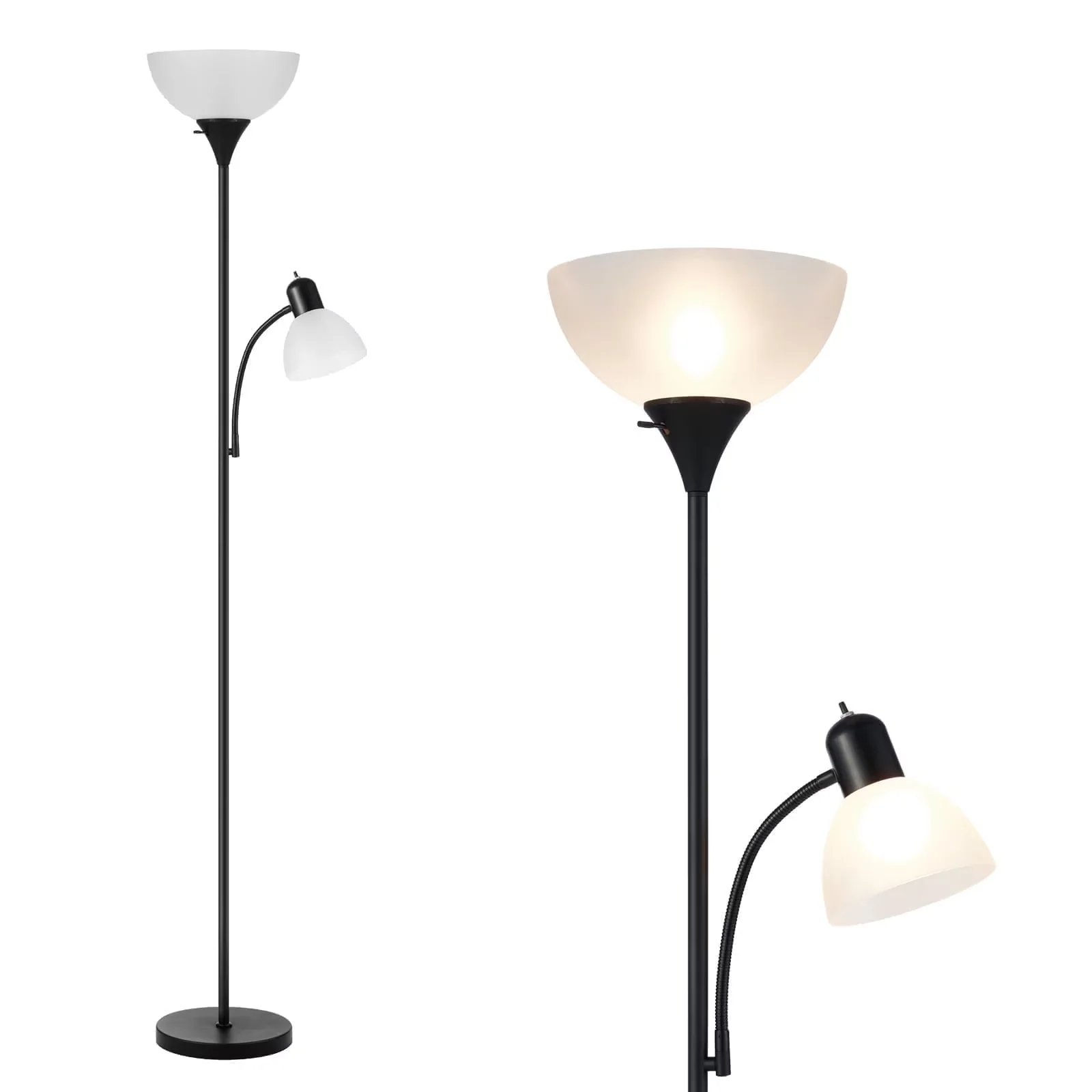 Floor Lamp Professional with Dimmable, Torchiere Lamps - Metal Black for Living Room, Bedroom Model 65BCCB