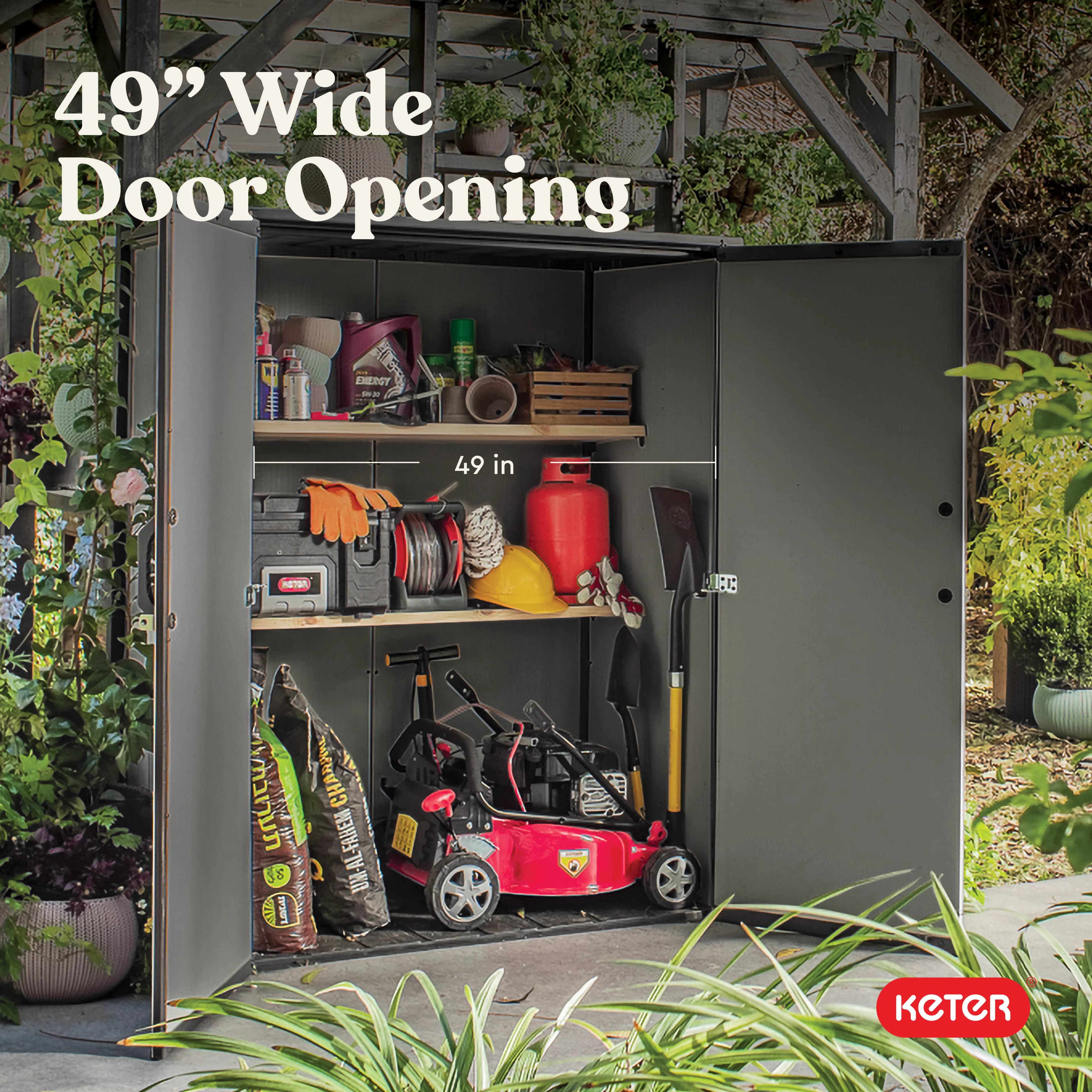 Essential Shed with Uv Resistant, Grey - Black Resin Premier for General Purpose Model 032EC2