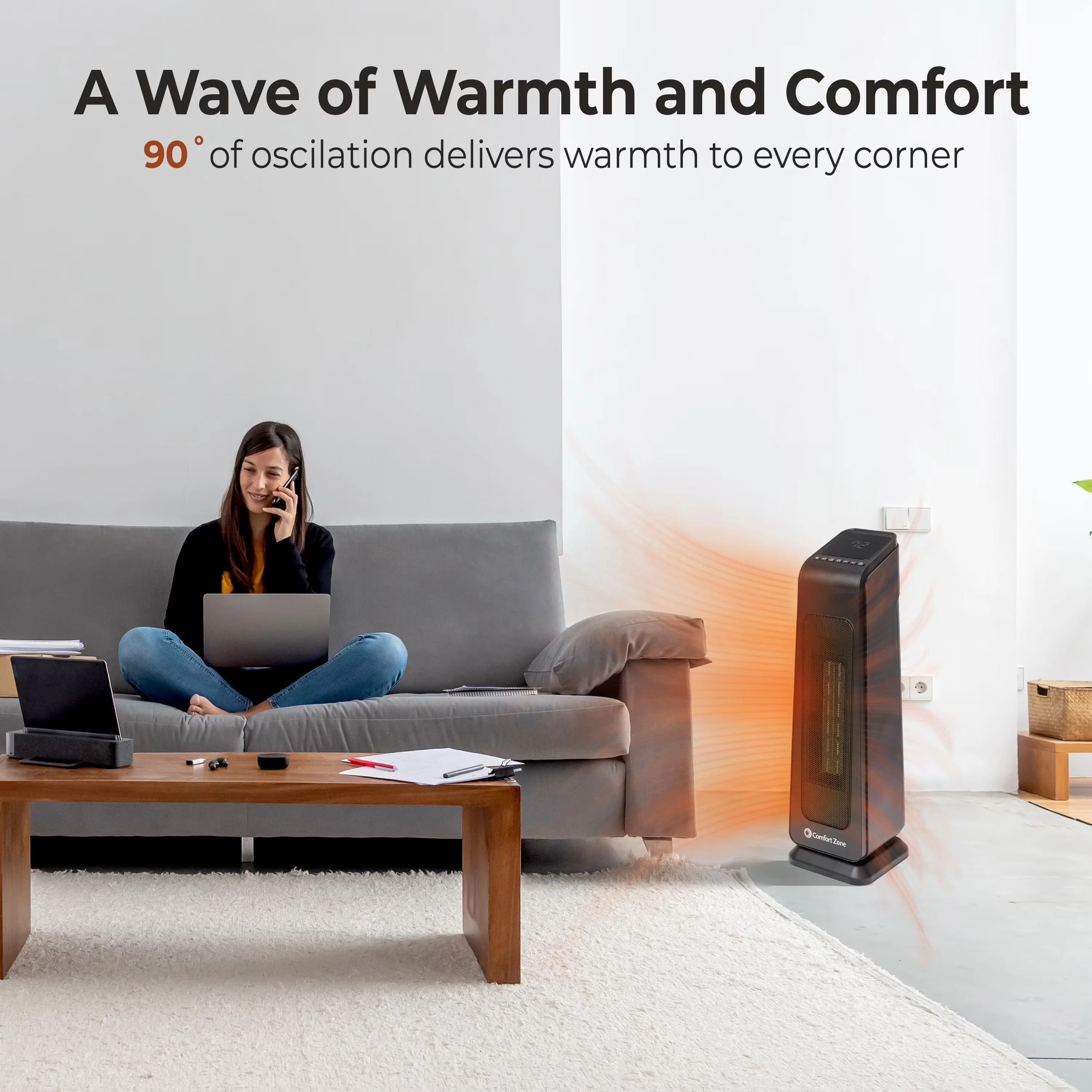 Classic Portable And Electric Space Heater with Oscillating, Temperature Controlled - Black Model 78902C