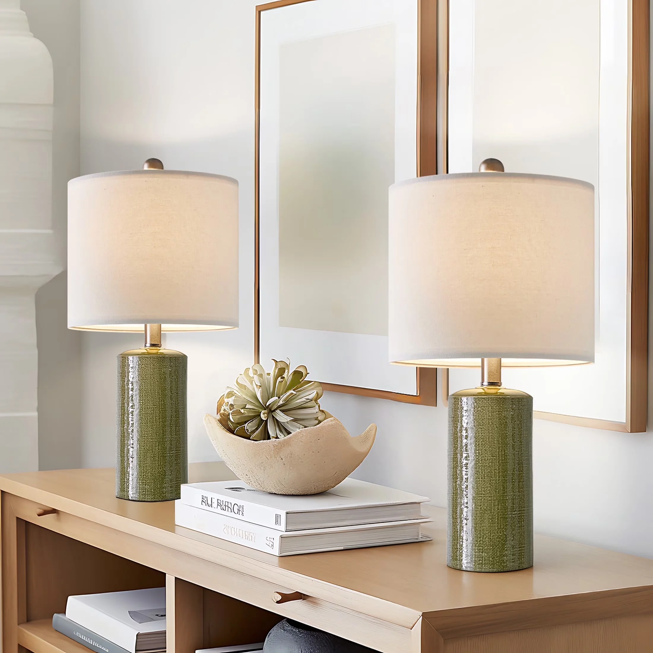 Versatile Table Lamp with Incandescent, Modern - Ceramic Green for Living Room Model 5E7E41