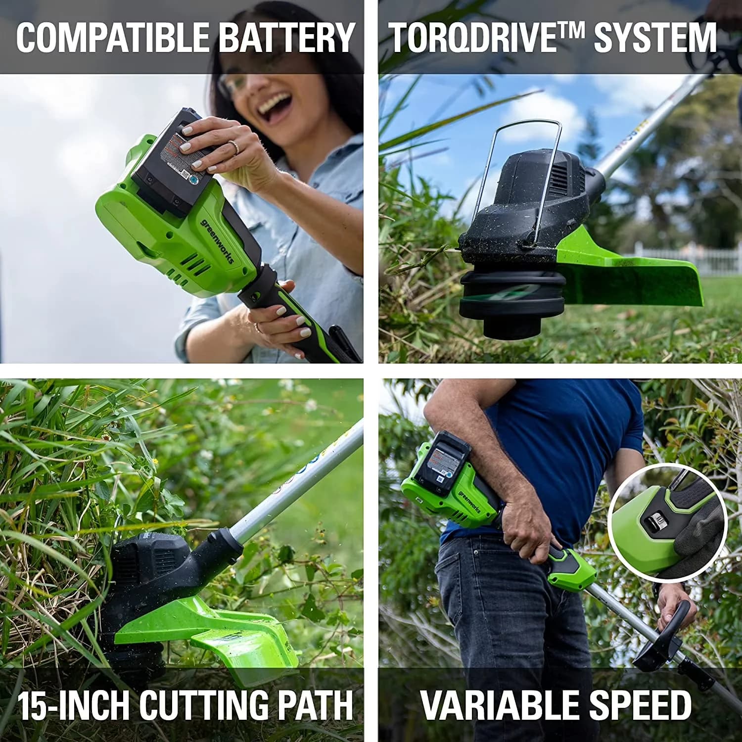 Stylish String Trimmer with Battery, 48V, Automatic Line Feed - Multicolor Model 2C208A
