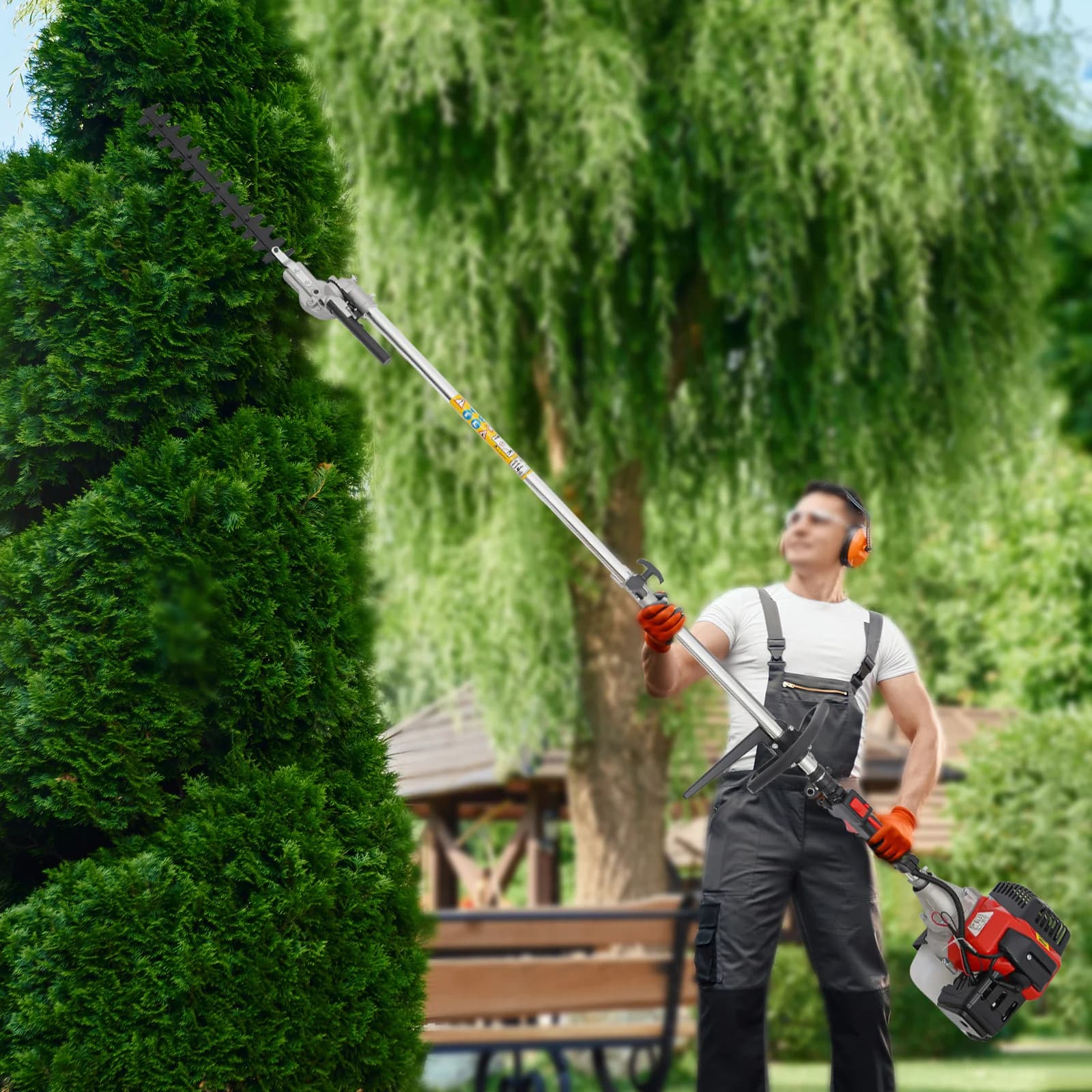 Compact String Trimmer with Bevel Adjustment, Cord Lock - Red 6500 - Ergonomic Design Model 822C15
