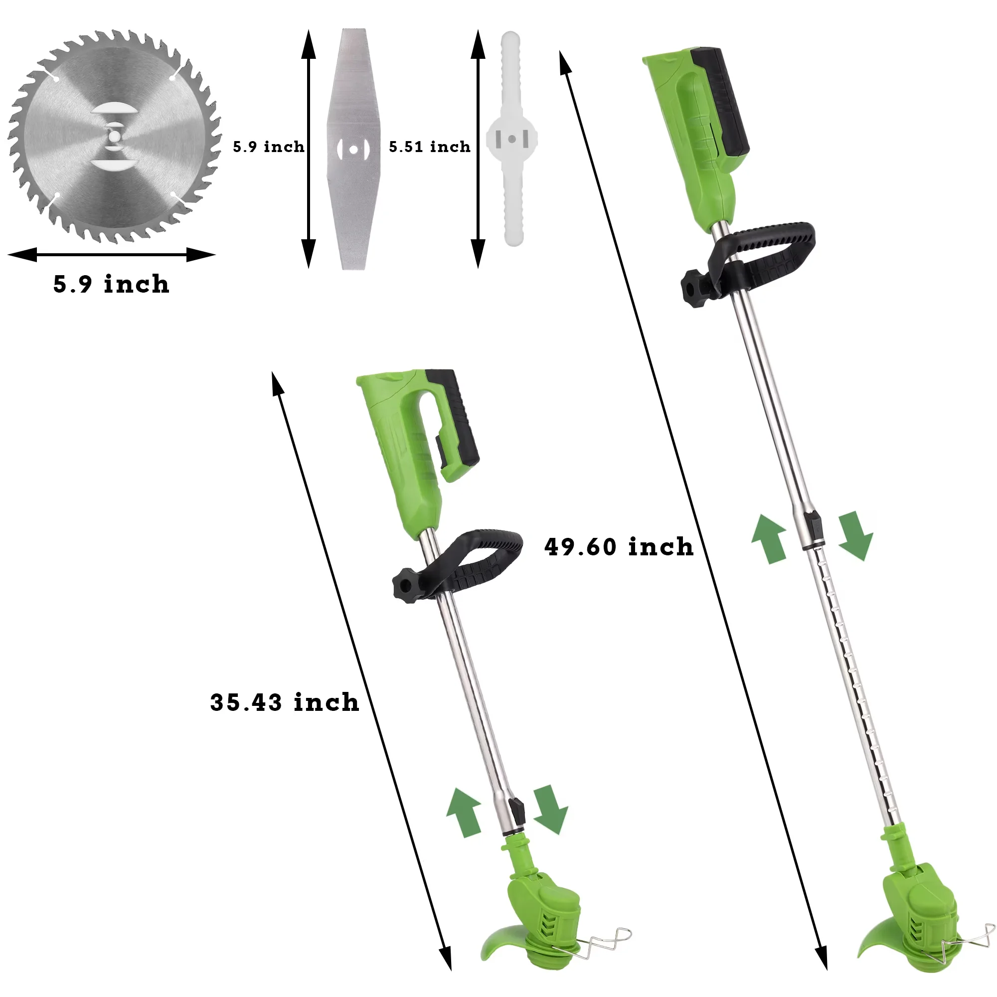 Compact String Trimmer with Battery, 24V, Attachment Capable - Green - Ergonomic Design Model E9E4C6